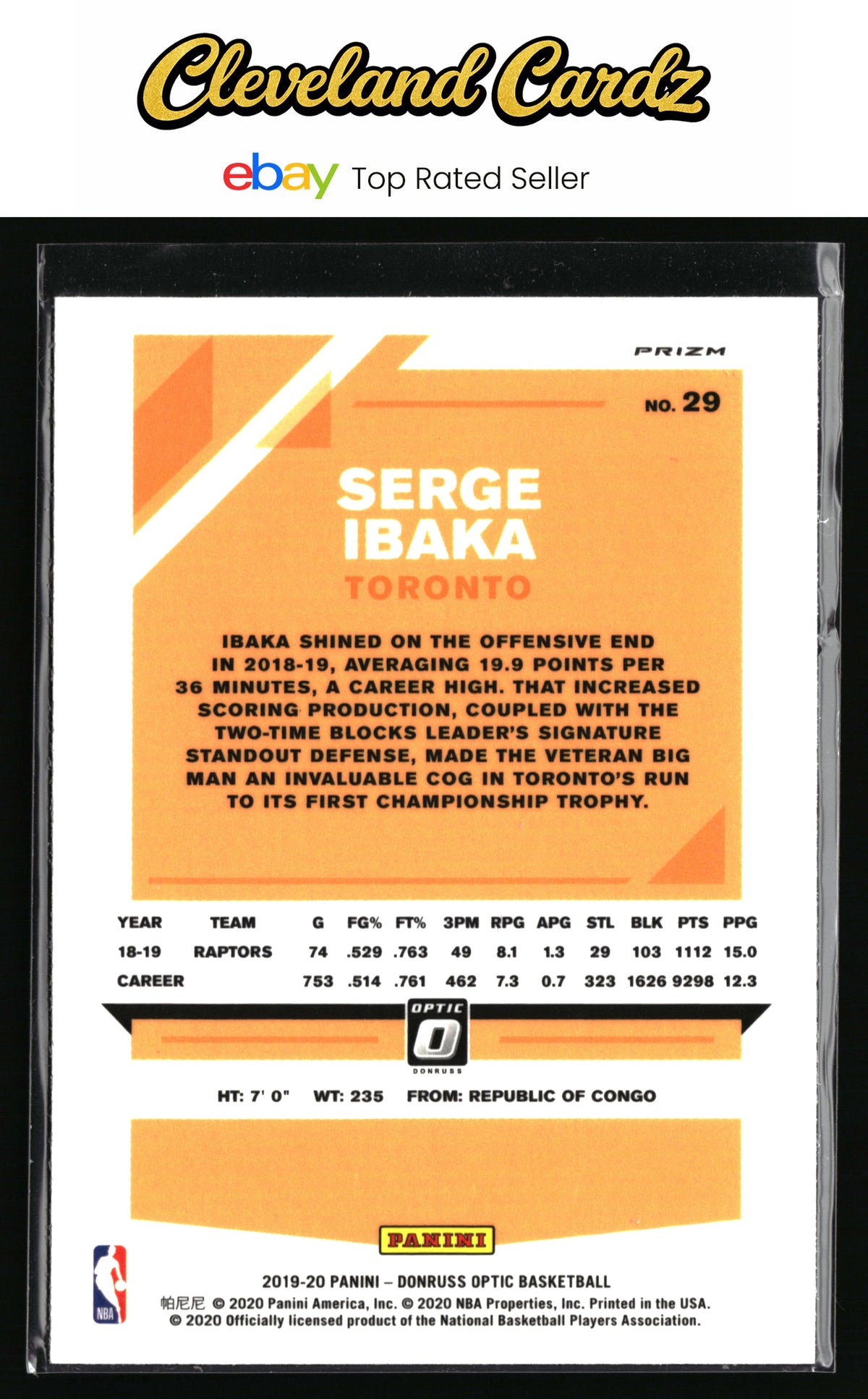2019-20 Donruss Optic #29 Serge Ibaka Blue Velocity