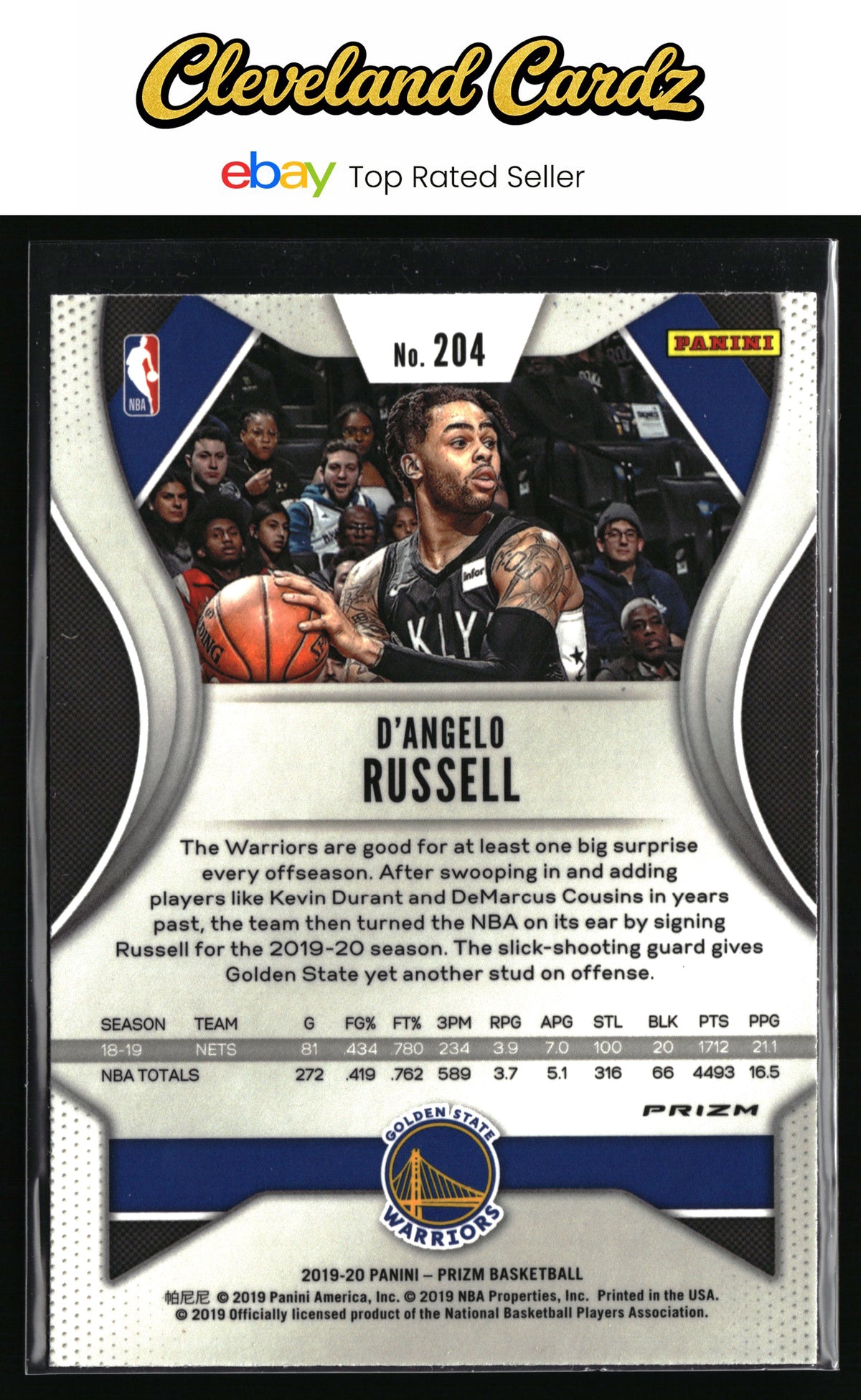 2019-20 Panini Prizm #204 D'Angelo Russell Prizm Choice Blue Yellow and Green