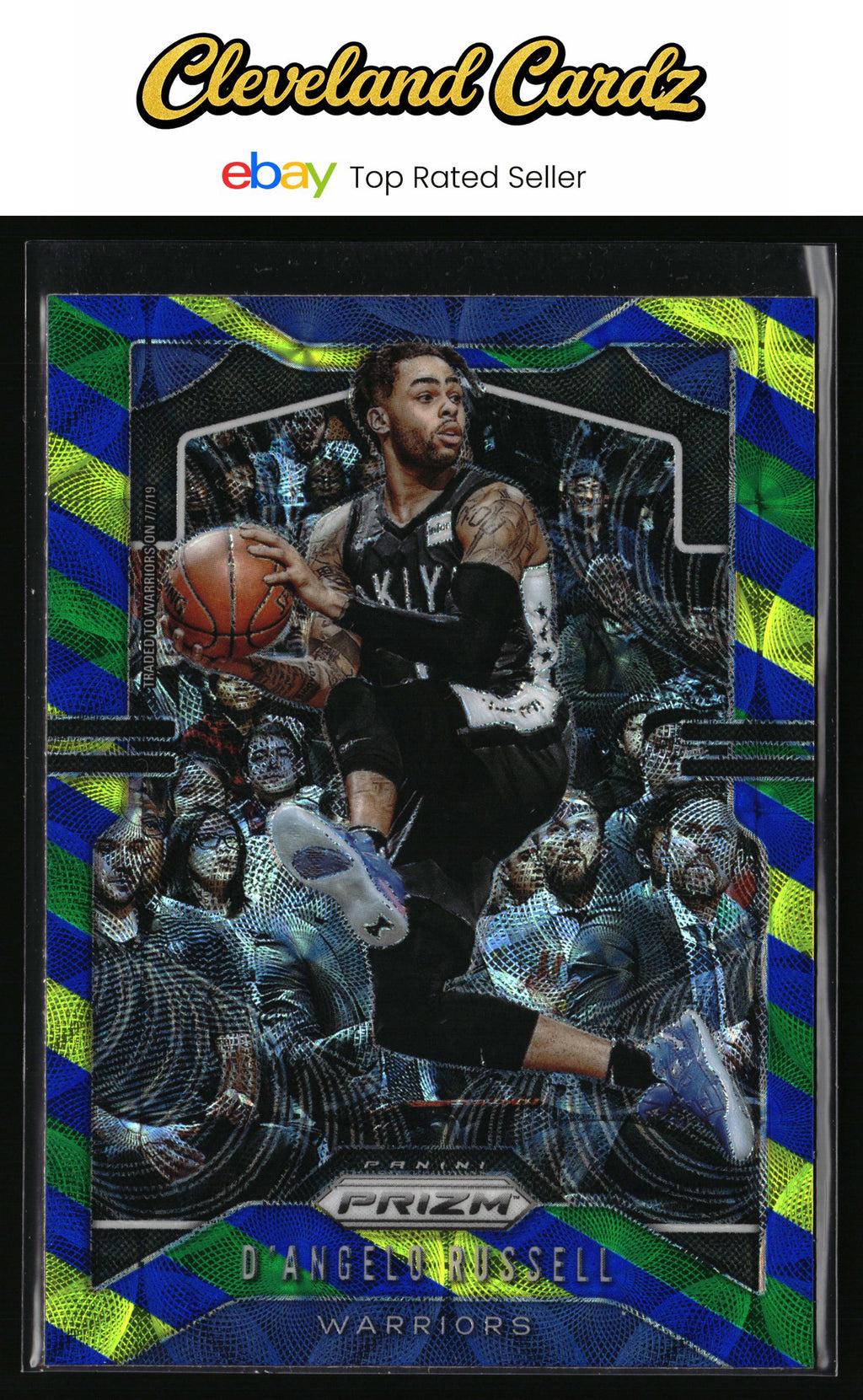2019-20 Panini Prizm #204 D'Angelo Russell Prizm Choice Blue Yellow and Green