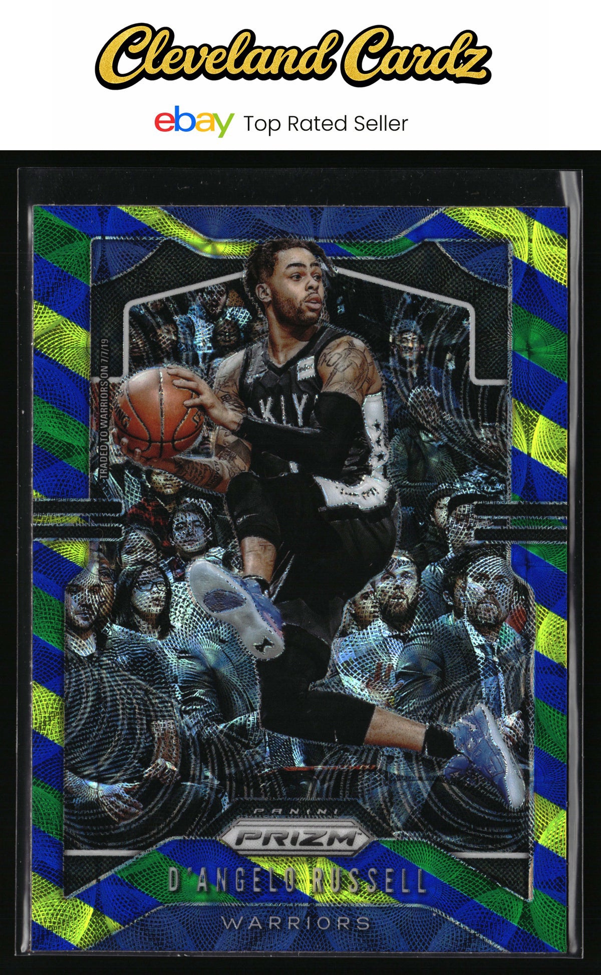 2019-20 Panini Prizm #204 D'Angelo Russell Prizm Choice Blue Yellow and Green