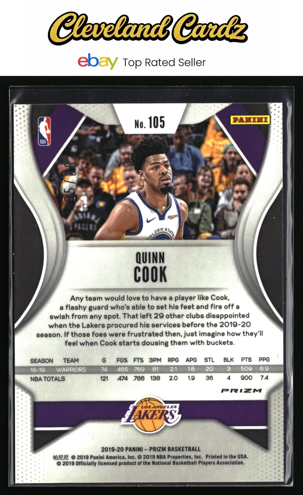 2019-20 Panini Prizm #105 Quinn Cook Prizm Choice Red #/88