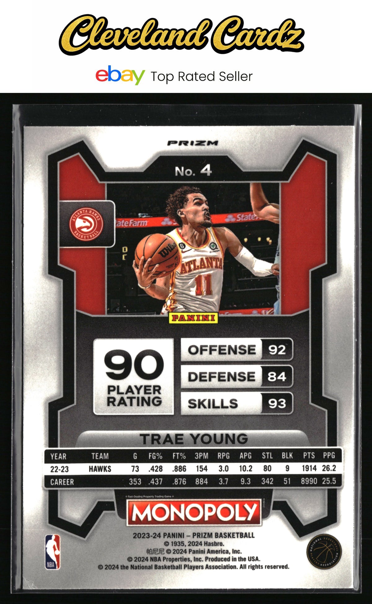 2023-24 Panini Prizm Monopoly #4 Trae Young Purple