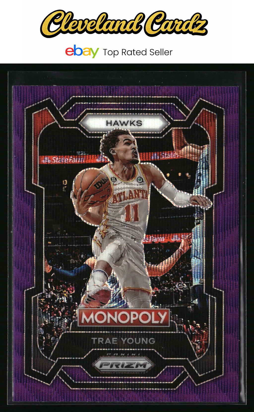 2023-24 Panini Prizm Monopoly #4 Trae Young Purple
