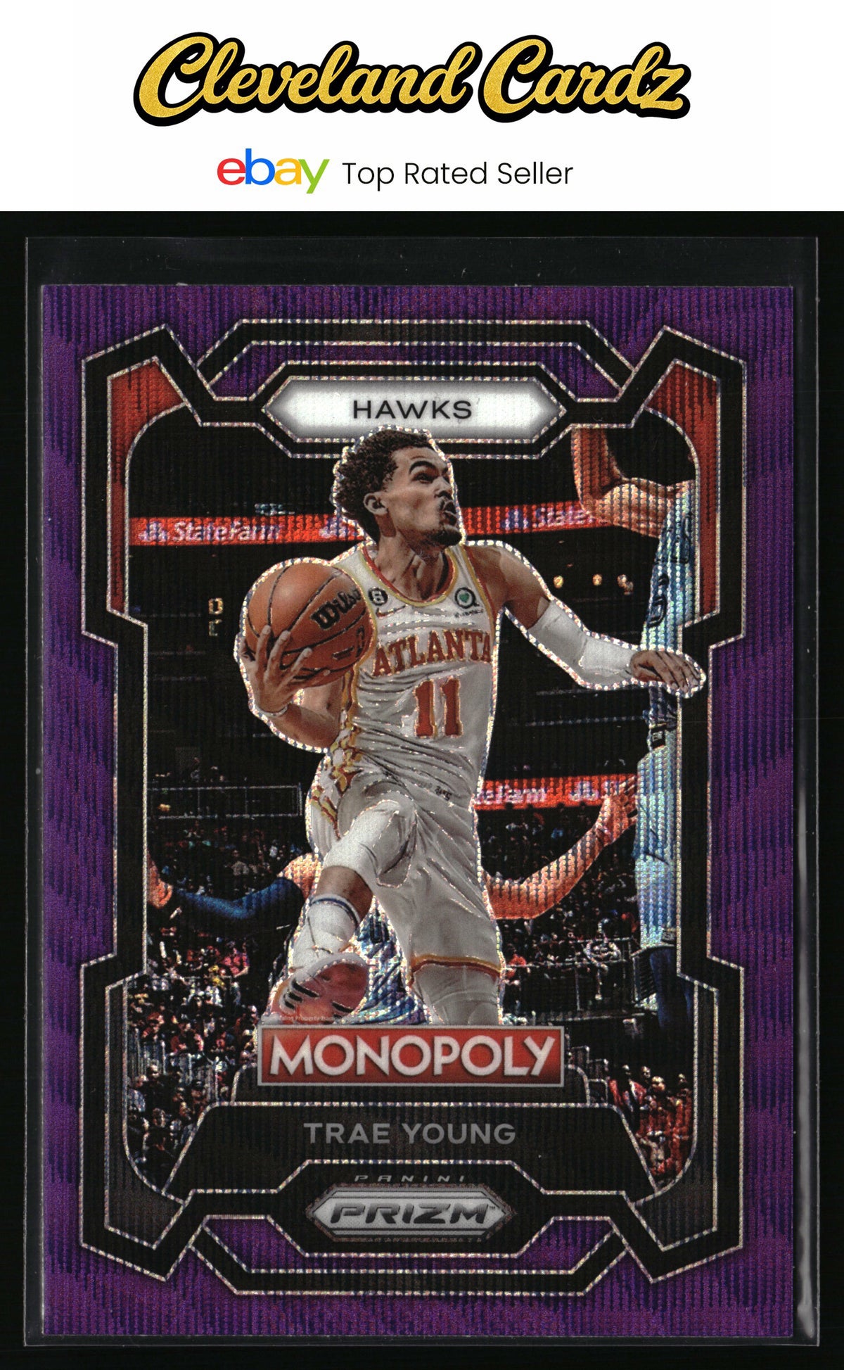2023-24 Panini Prizm Monopoly #4 Trae Young Purple