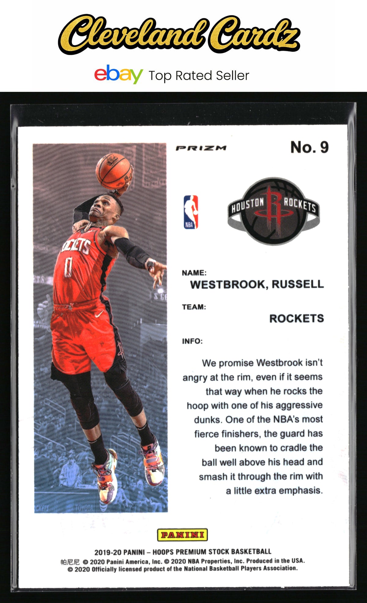 2019-20 Hoops Premium Stock #9 Russell Westbrook Frequent Flyers Holo
