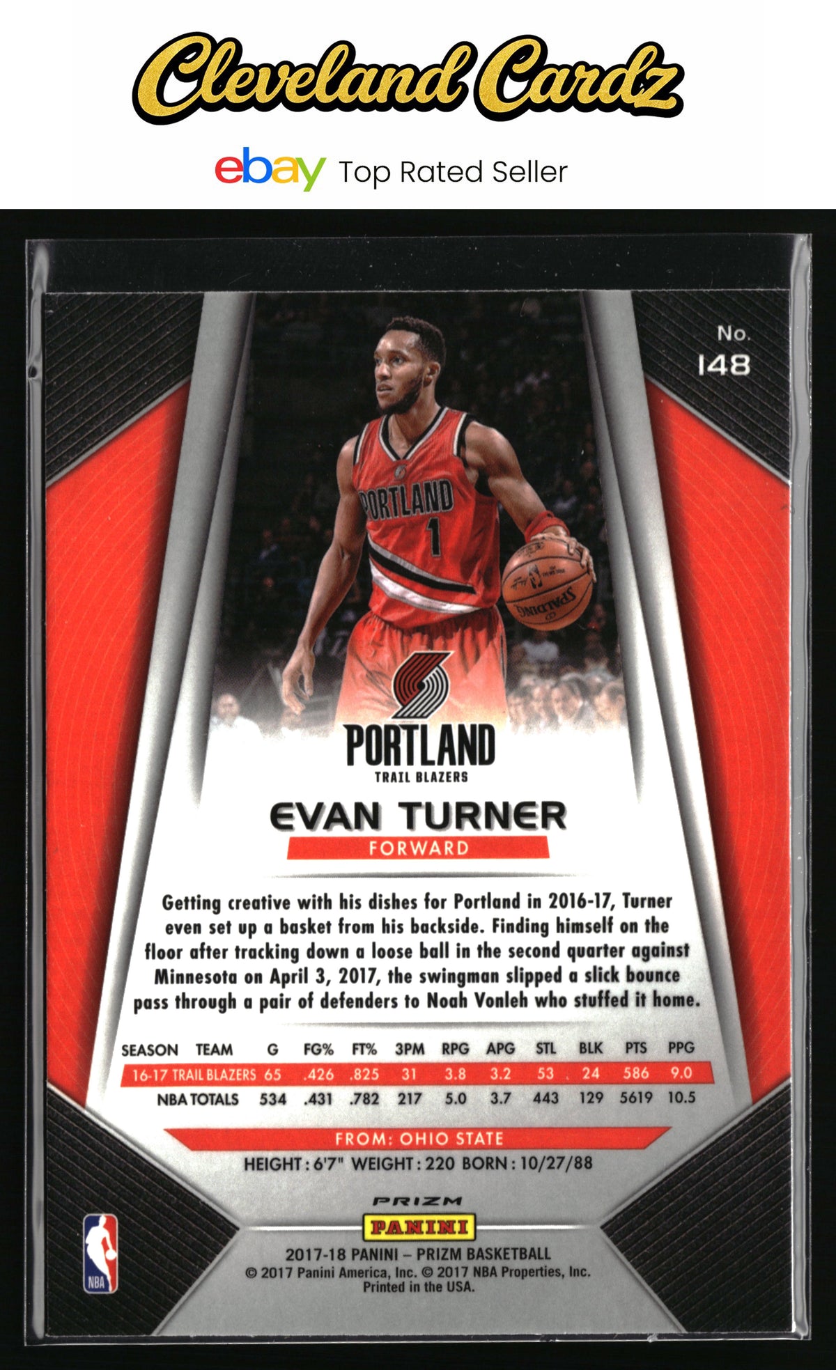 2017-18 Panini Prizm #148 Evan Turner Prizm Silver
