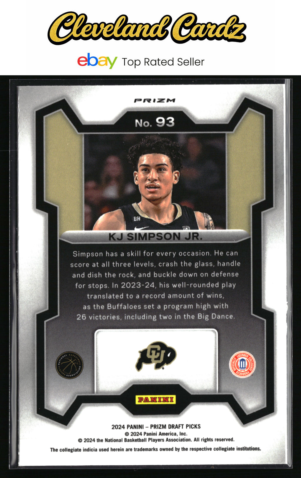 2024 Panini Prizm Draft Picks #93 KJ Simpson Jr. Prizm Silver