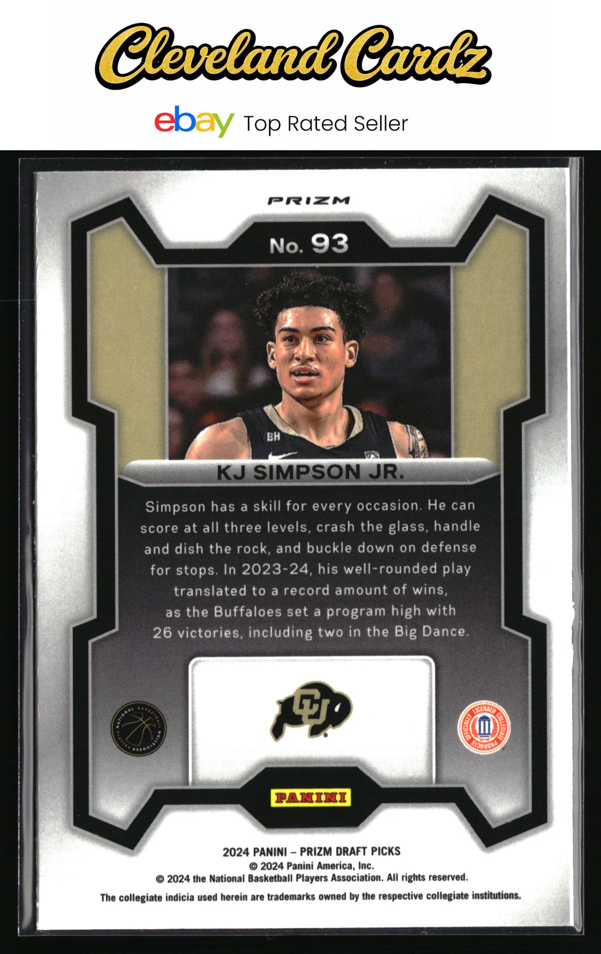 2024 Panini Prizm Draft Picks #93 KJ Simpson Jr. Prizm Silver