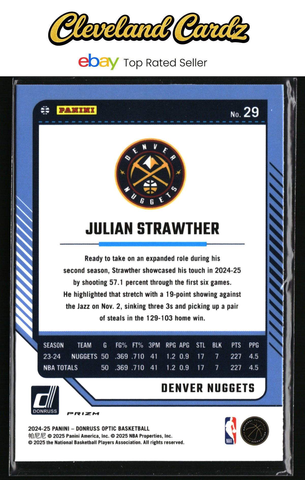 2024-25 Donruss Optic #29 Julian Strawther Hyper Pink
