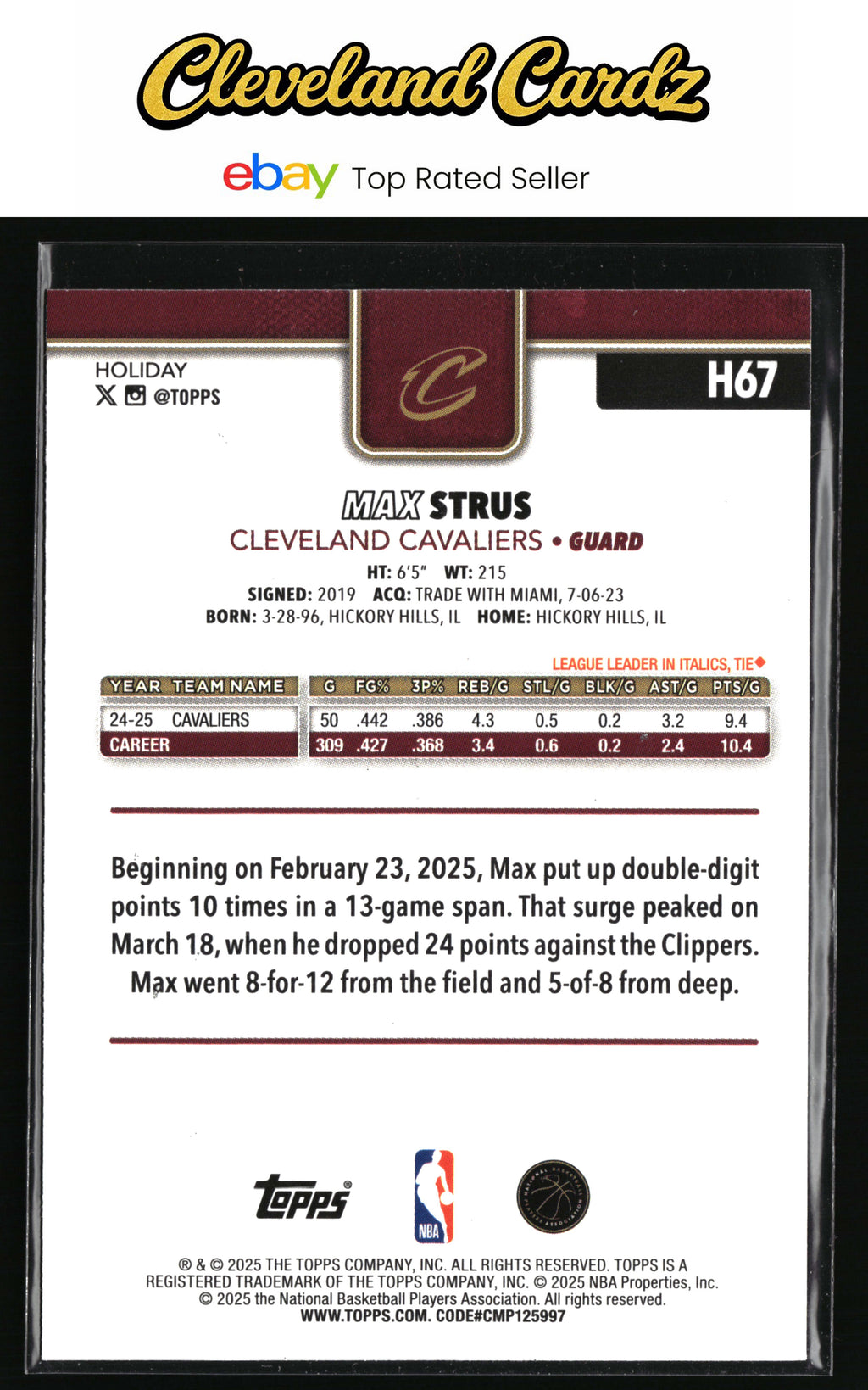 2025-26 Topps Holiday #H67 Max Strus Glitter Holiday