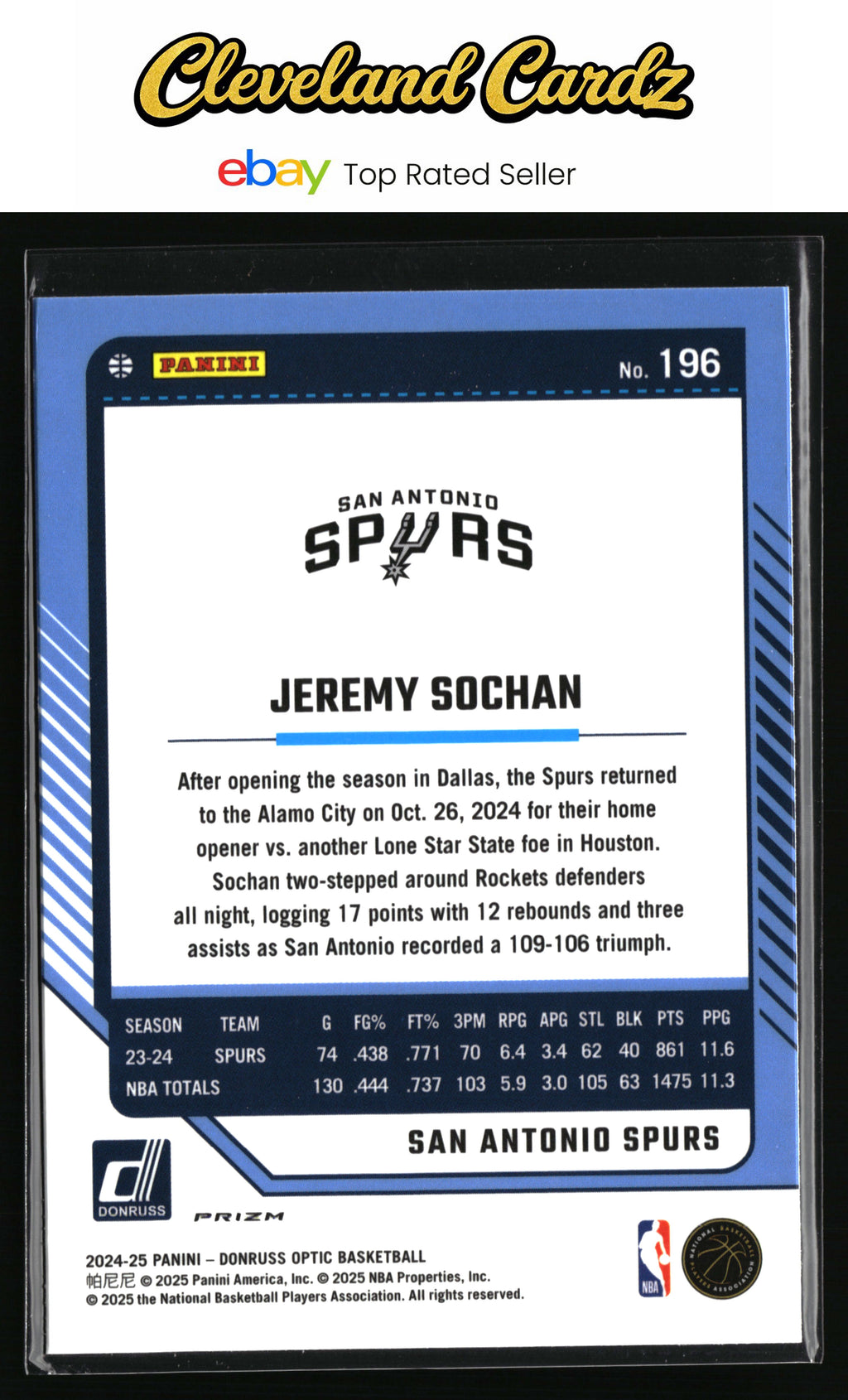 2024-25 Donruss Optic #196 Jeremy Sochan Hyper Pink