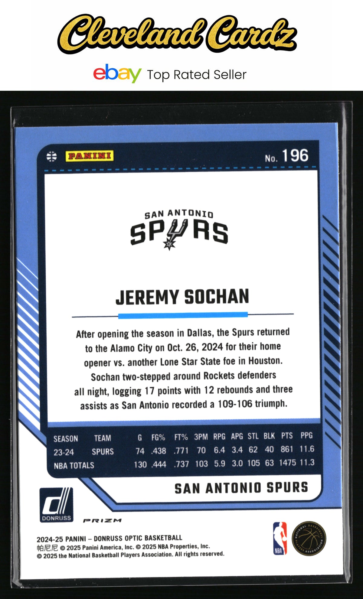 2024-25 Donruss Optic #196 Jeremy Sochan Hyper Pink