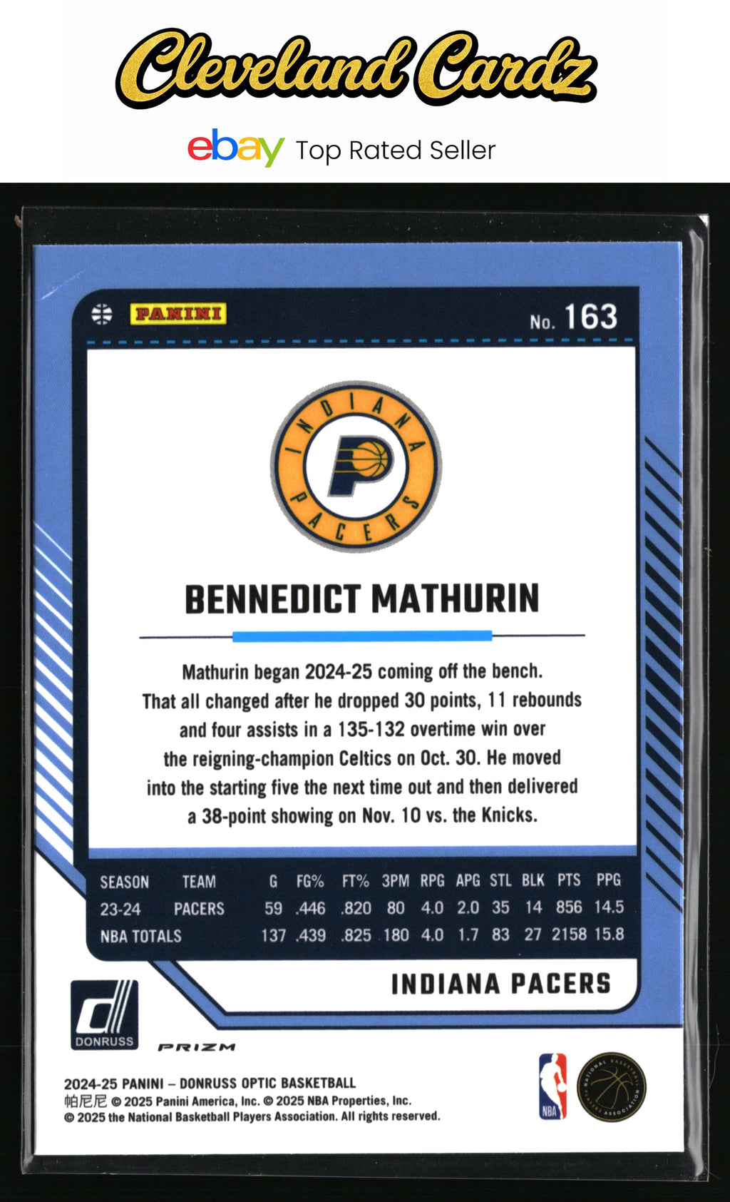 2024-25 Donruss Optic #163 Bennedict Mathurin Holo