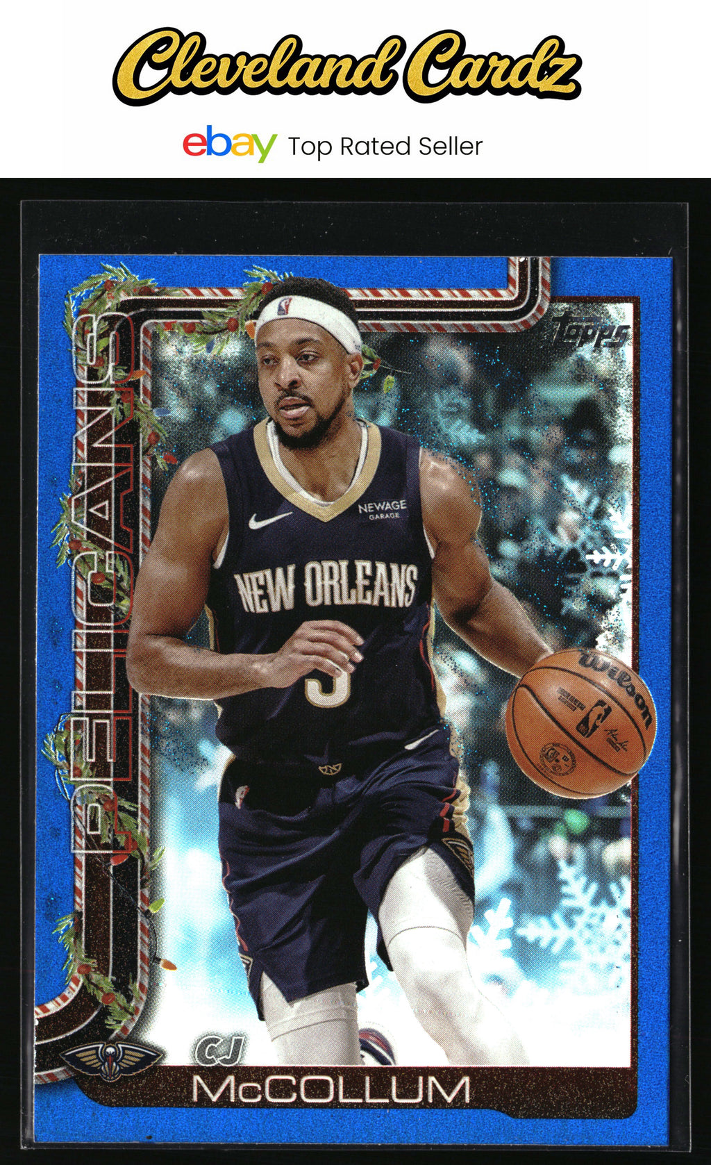 2025-26 Topps Holiday #H155 CJ McCollum Blue Metallic Glitter Holiday