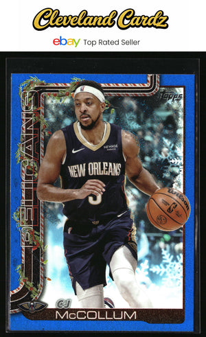 2025-26 Topps Holiday #H155 CJ McCollum Blue Metallic Glitter Holiday