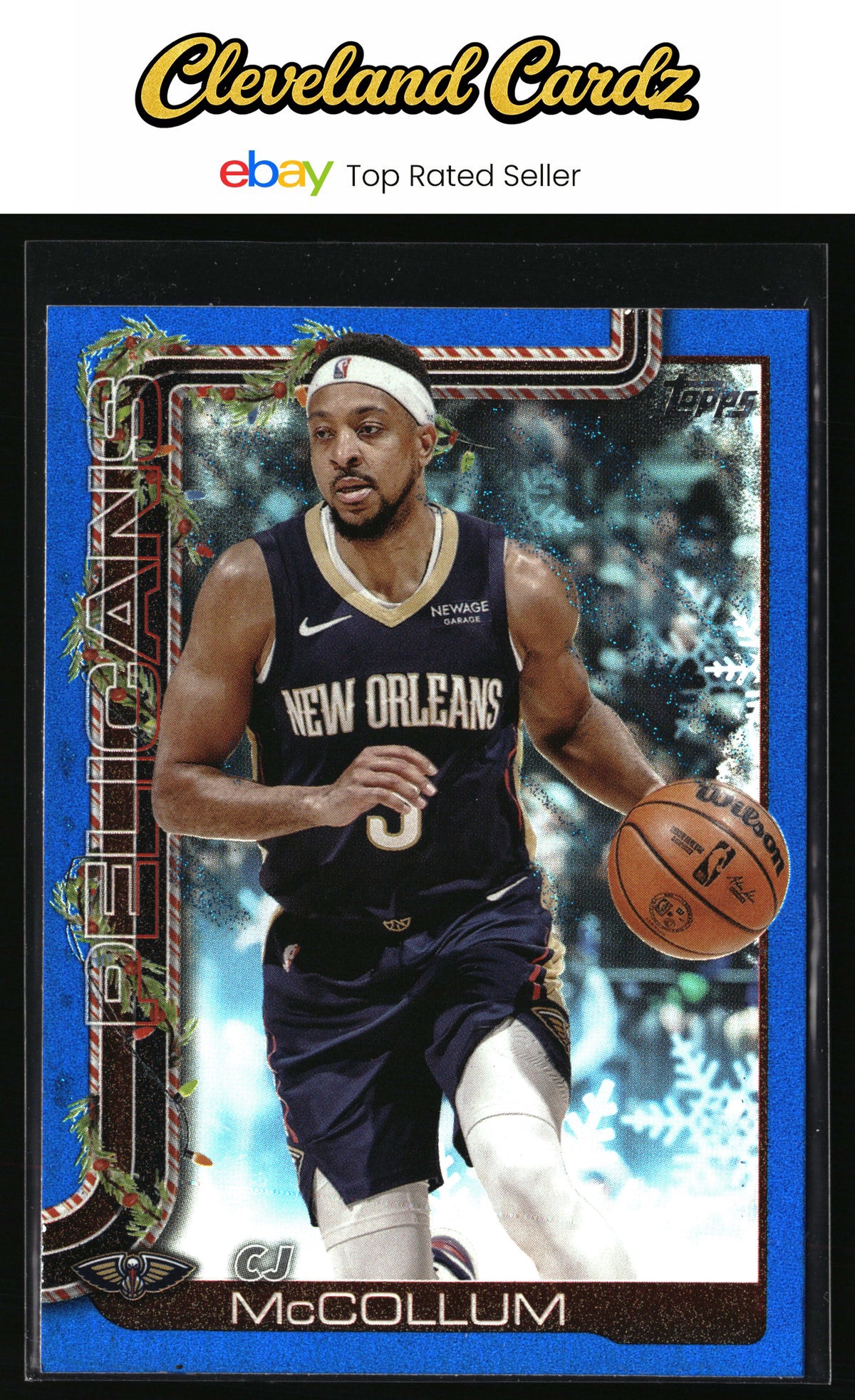 2025-26 Topps Holiday #H155 CJ McCollum Blue Metallic Glitter Holiday
