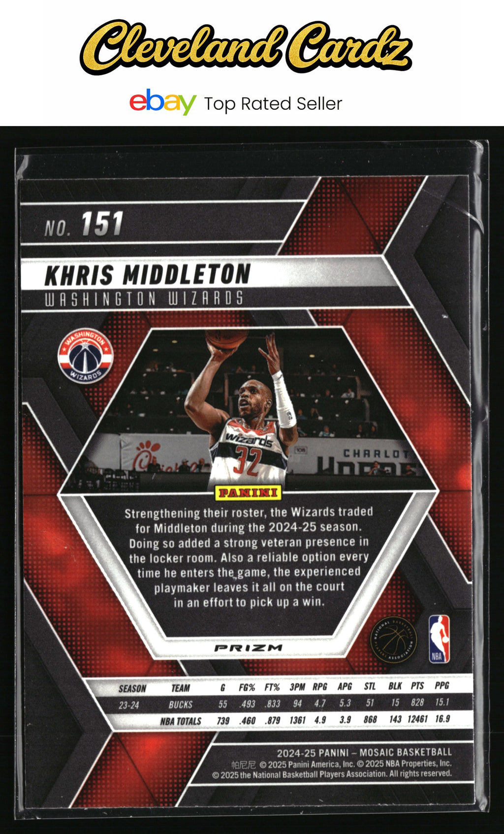 2024-25 Panini Mosaic #151 Khris Middleton Reactive Blue Mosaic