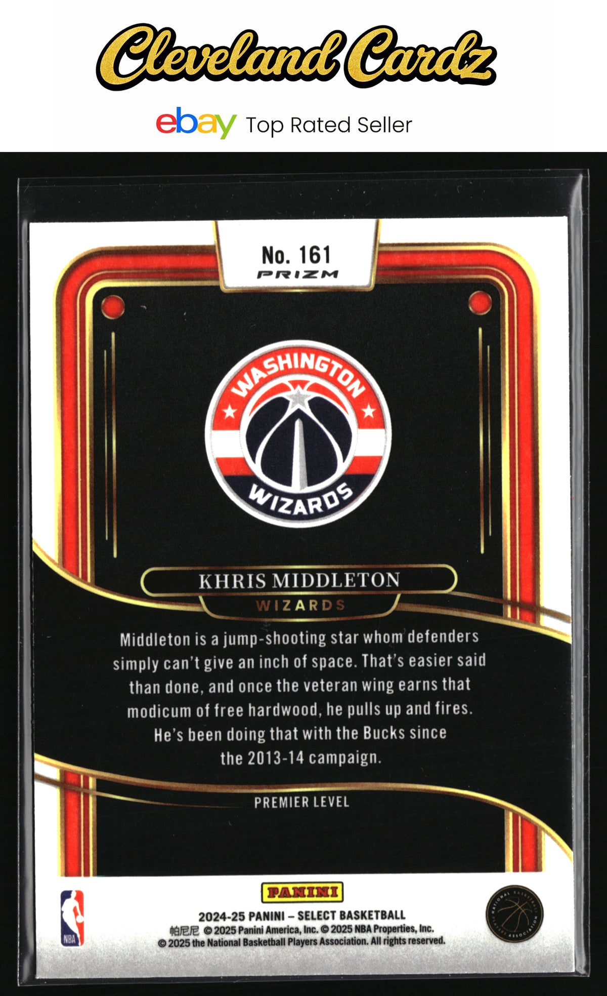 2024-25 Panini Select #161 Khris Middleton Blue Cracked Ice Prizm