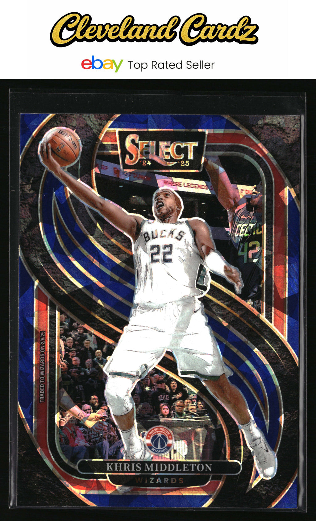 2024-25 Panini Select #161 Khris Middleton Blue Cracked Ice Prizm