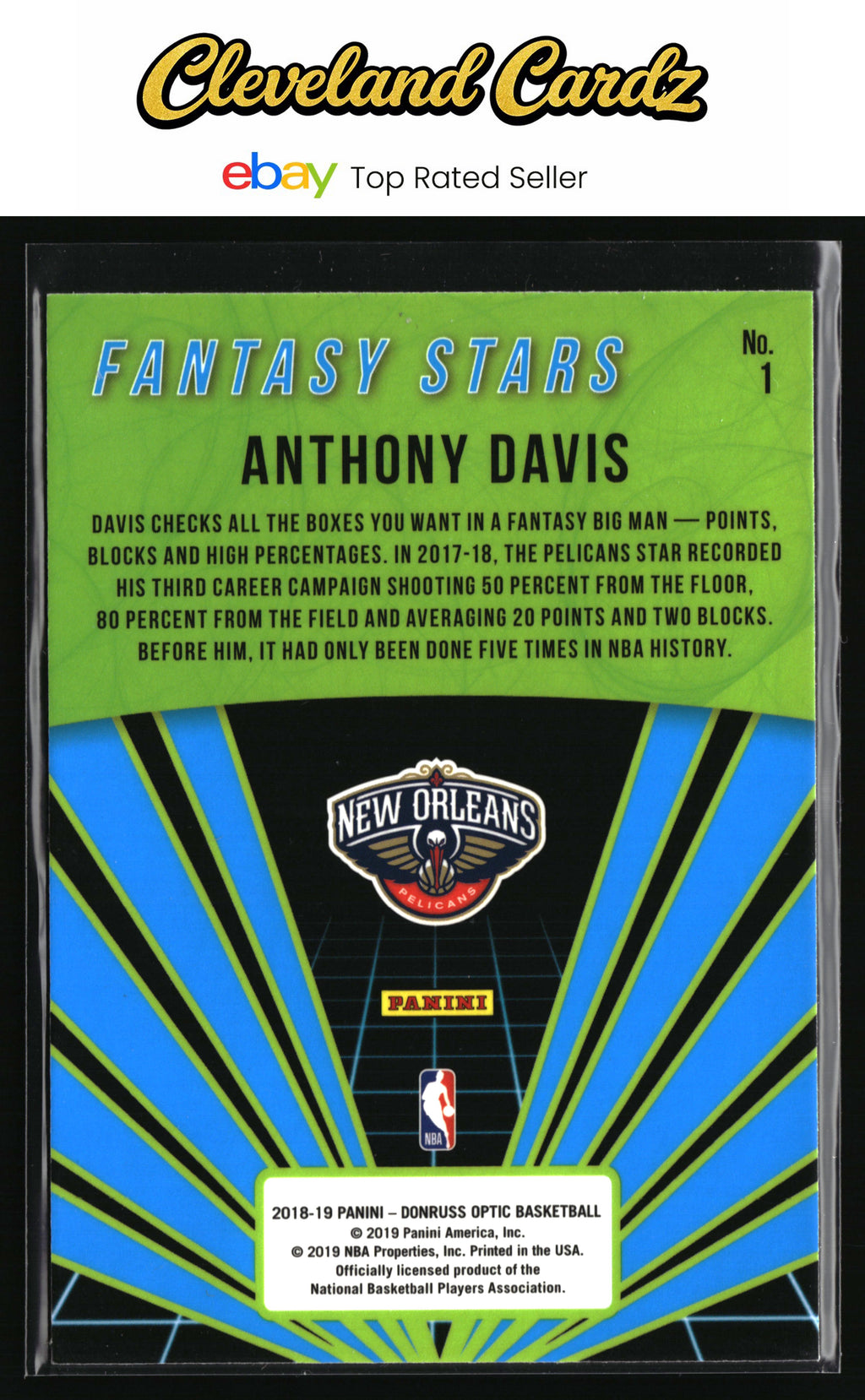 2018-19 Donruss Optic #1 Anthony Davis Fantasy Stars