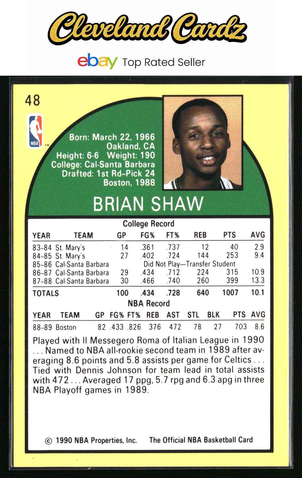 1990-91 Hoops #48 Brian Shaw