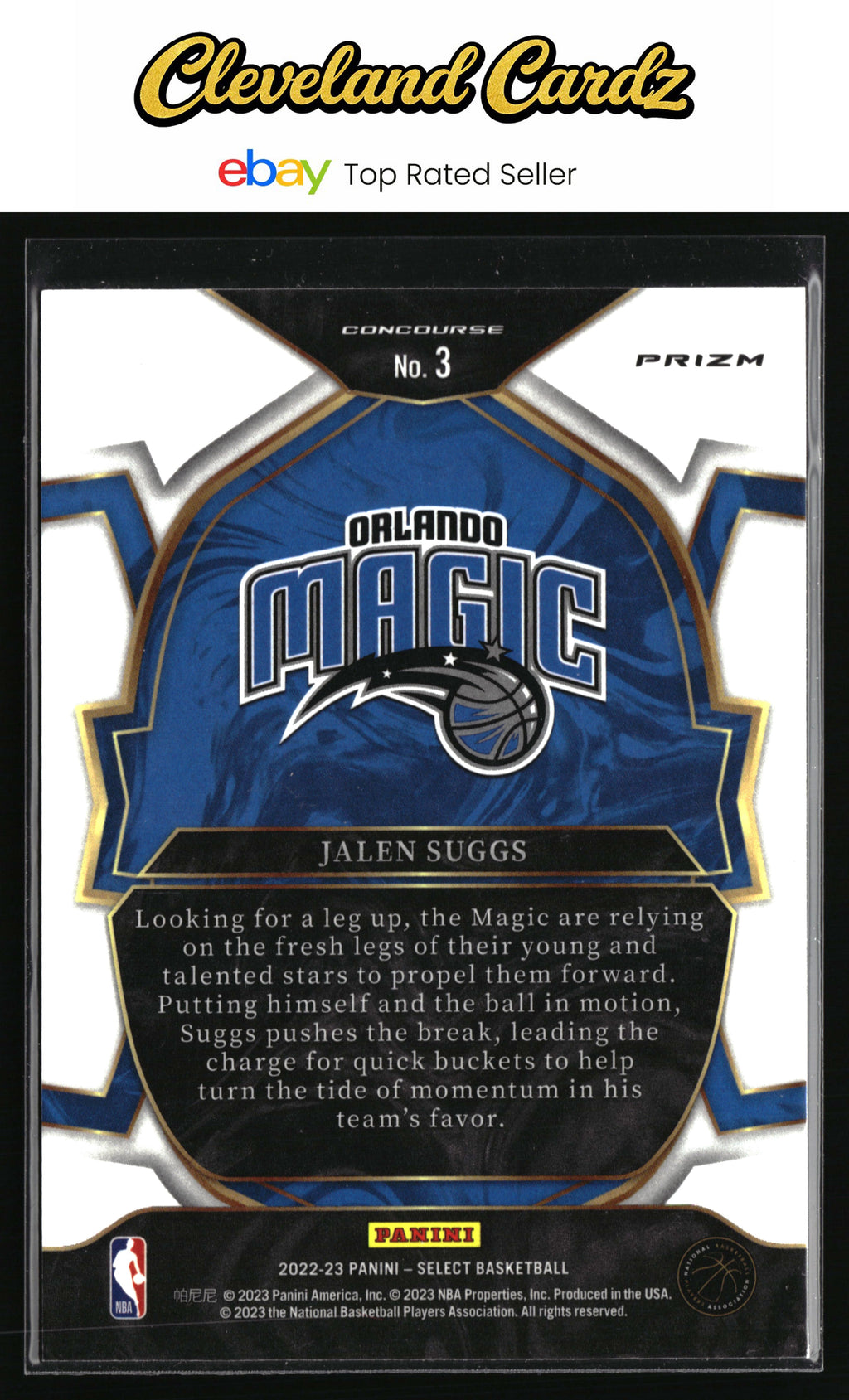 2022-23 Panini Select #3 Jalen Suggs Orange Flash Prizm