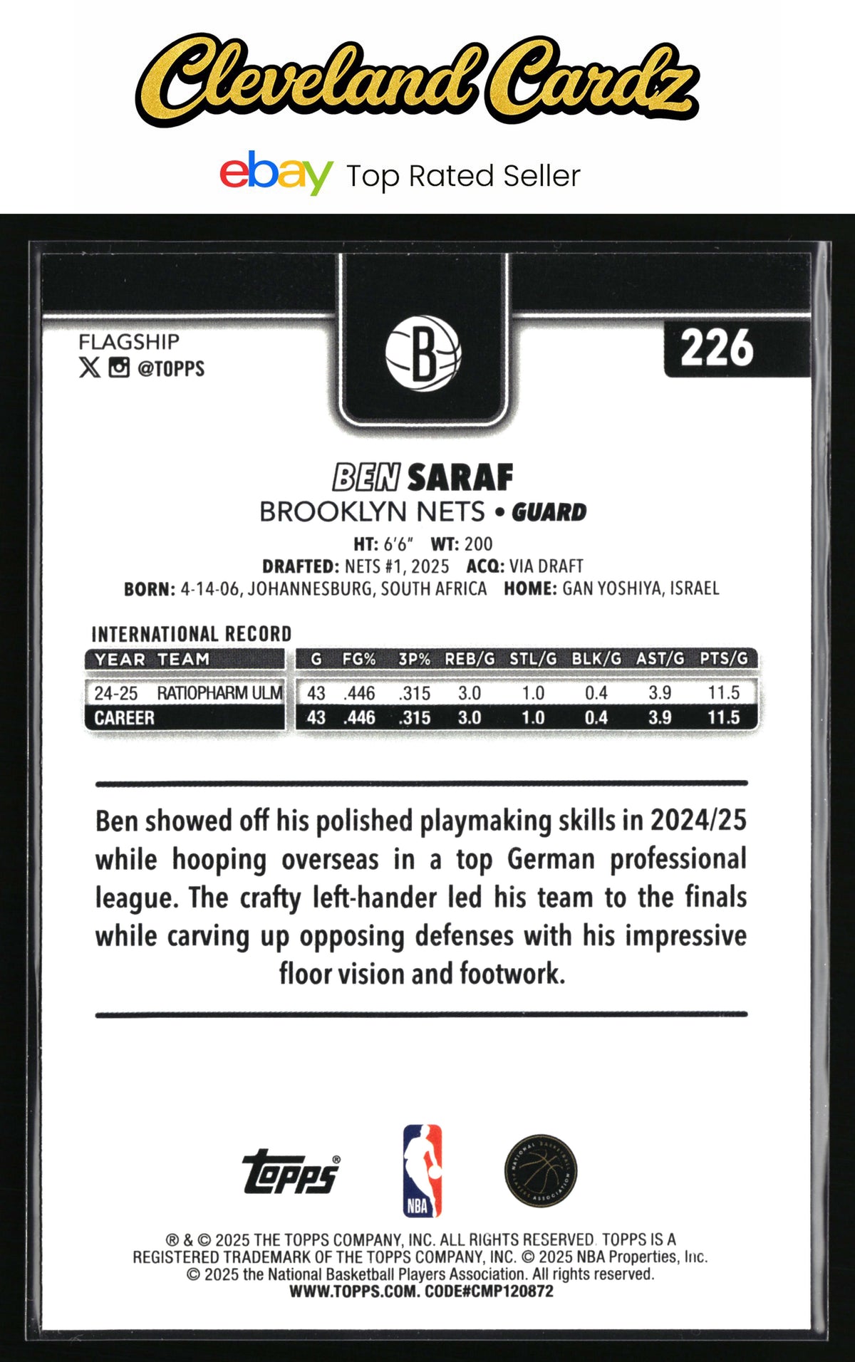 2025-26 Topps #226 Ben Saraf Crackleboard