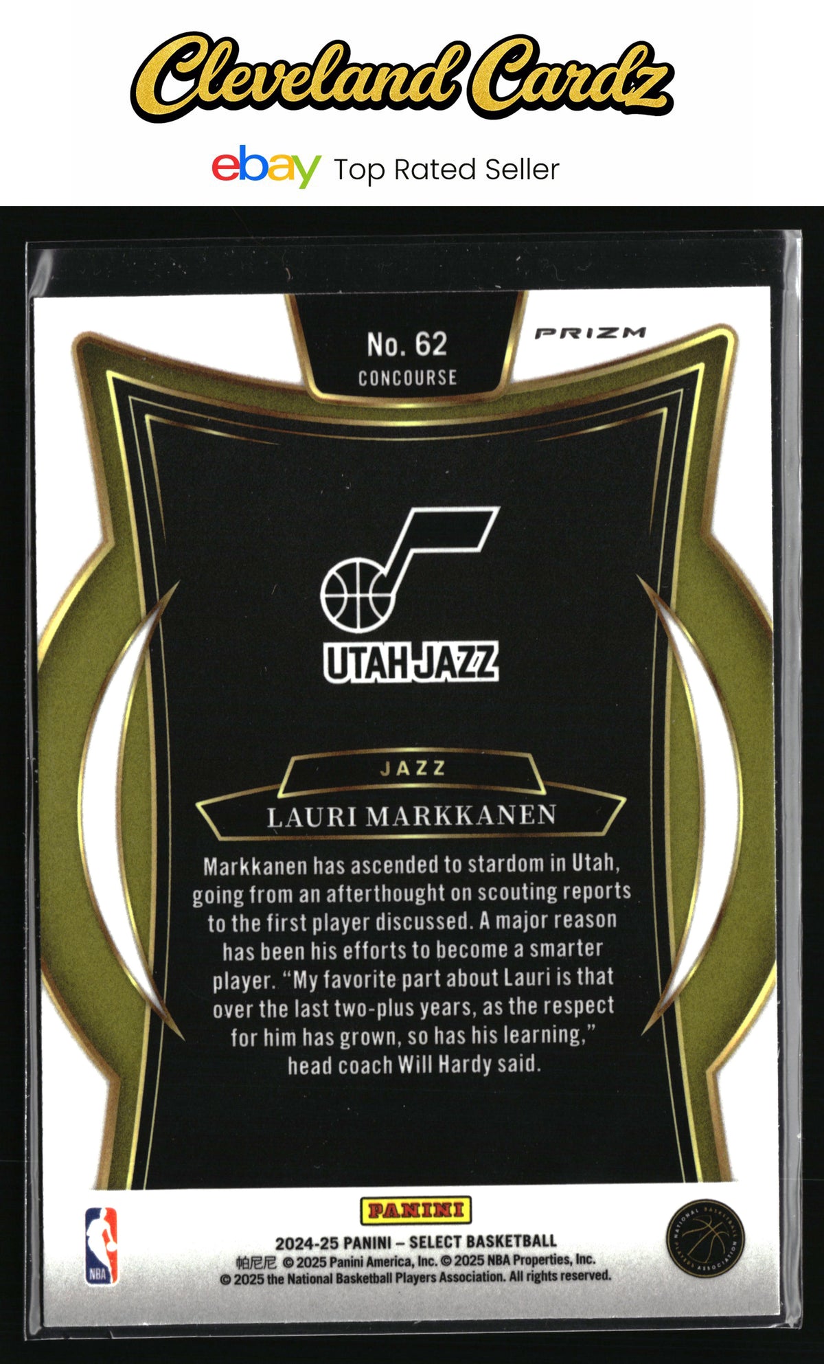 2024-25 Panini Select #62 Lauri Markkanen Blue Prizm