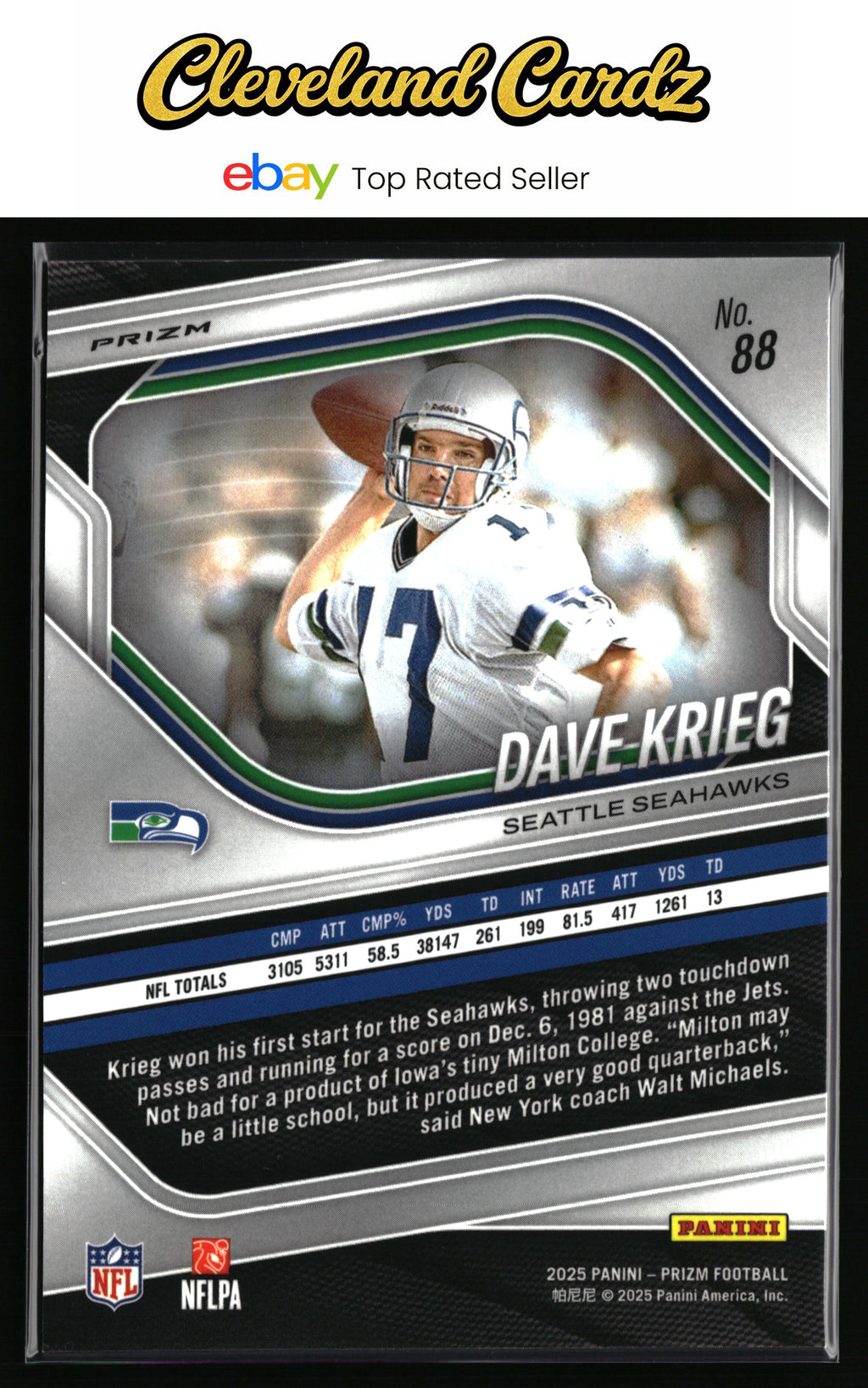 2025 Panini Prizm #88 Dave Krieg Green Wave