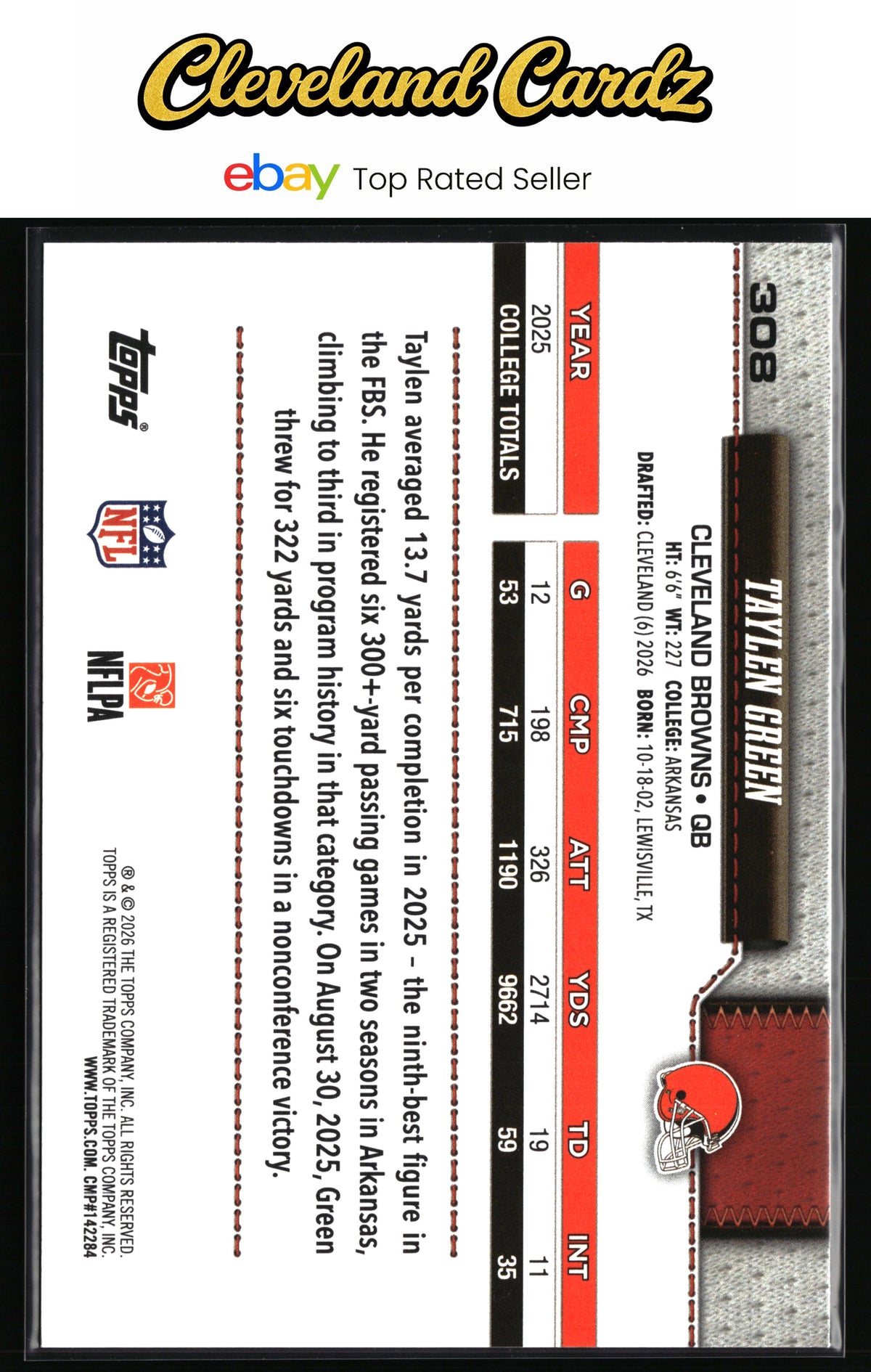2026 Topps Flagship #308 Taylen Green