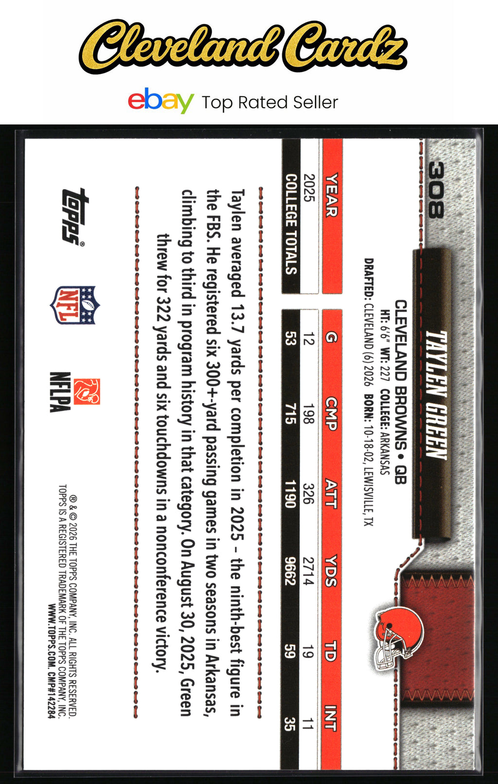 2026 Topps Flagship #308 Taylen Green