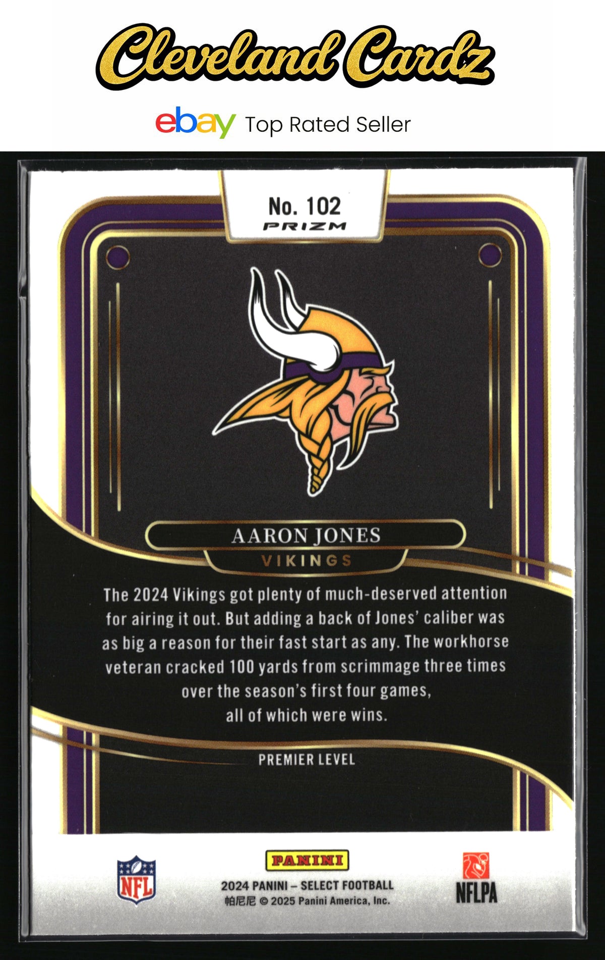 2024 Panini Select #102 Aaron Jones Black & Gold Prizm Shock