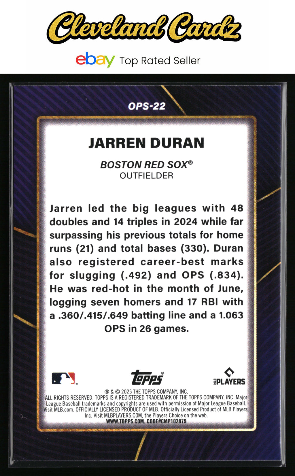 2025 Topps #OPS-22 Jarren Duran OPS Leaders