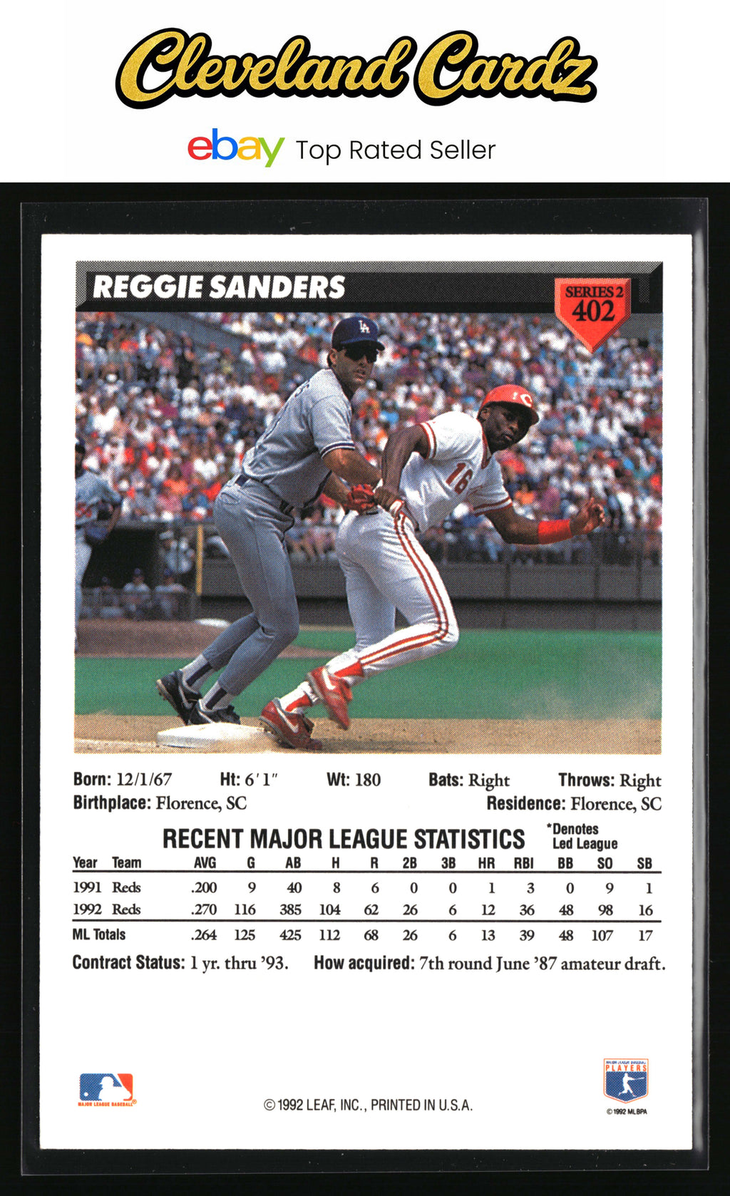1993 Donruss #402 Reggie Sanders