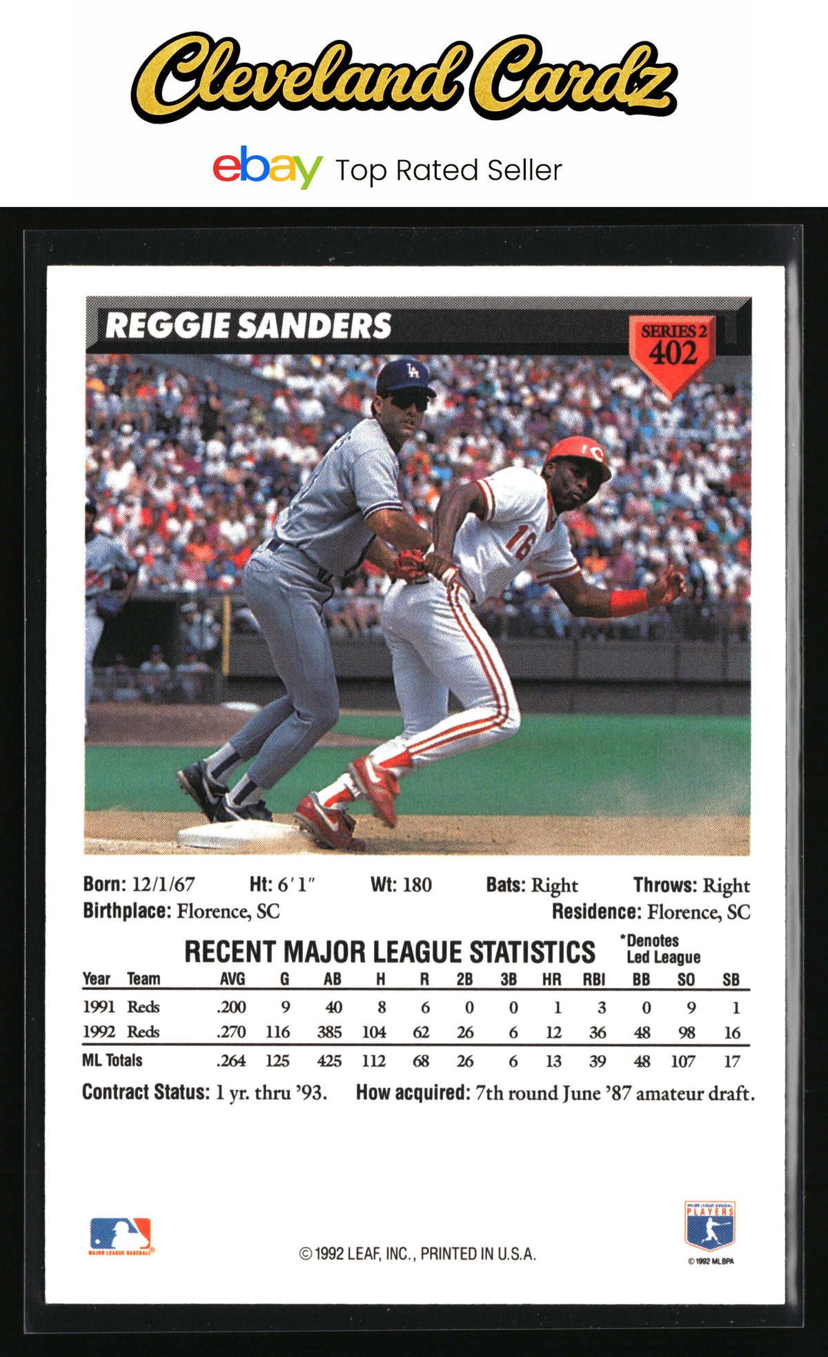 1993 Donruss #402 Reggie Sanders