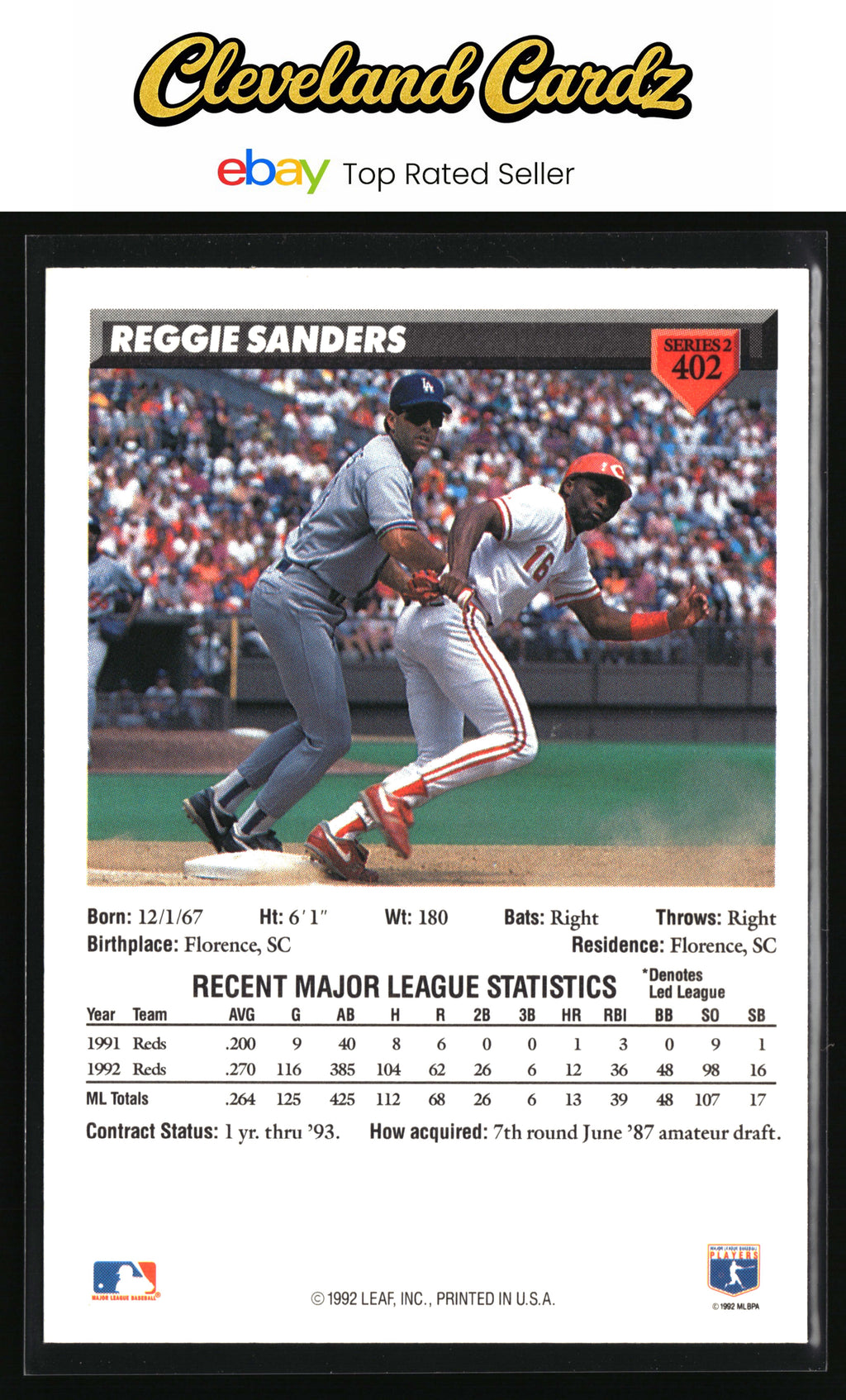 1993 Donruss #402 Reggie Sanders