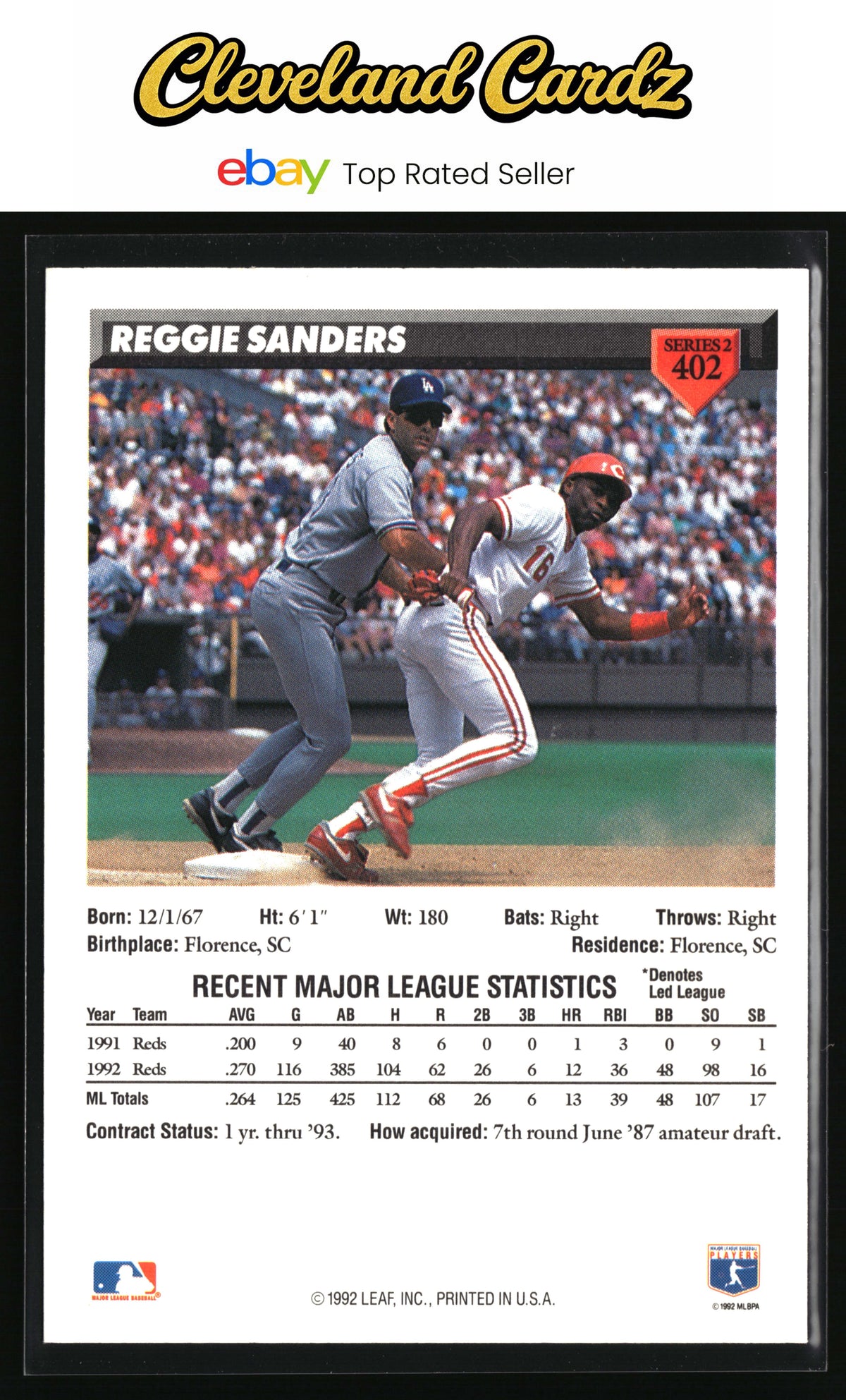 1993 Donruss #402 Reggie Sanders