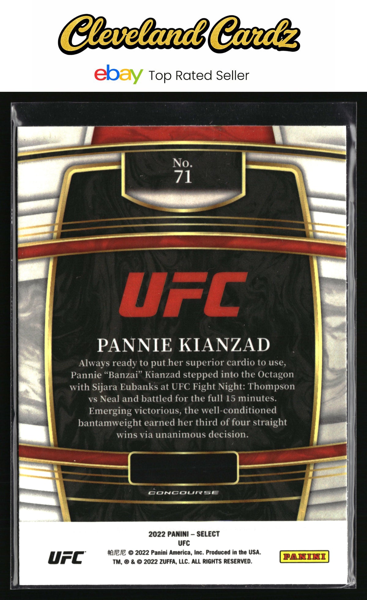 2022 Panini Select UFC #71 Pannie Kianzad Blue