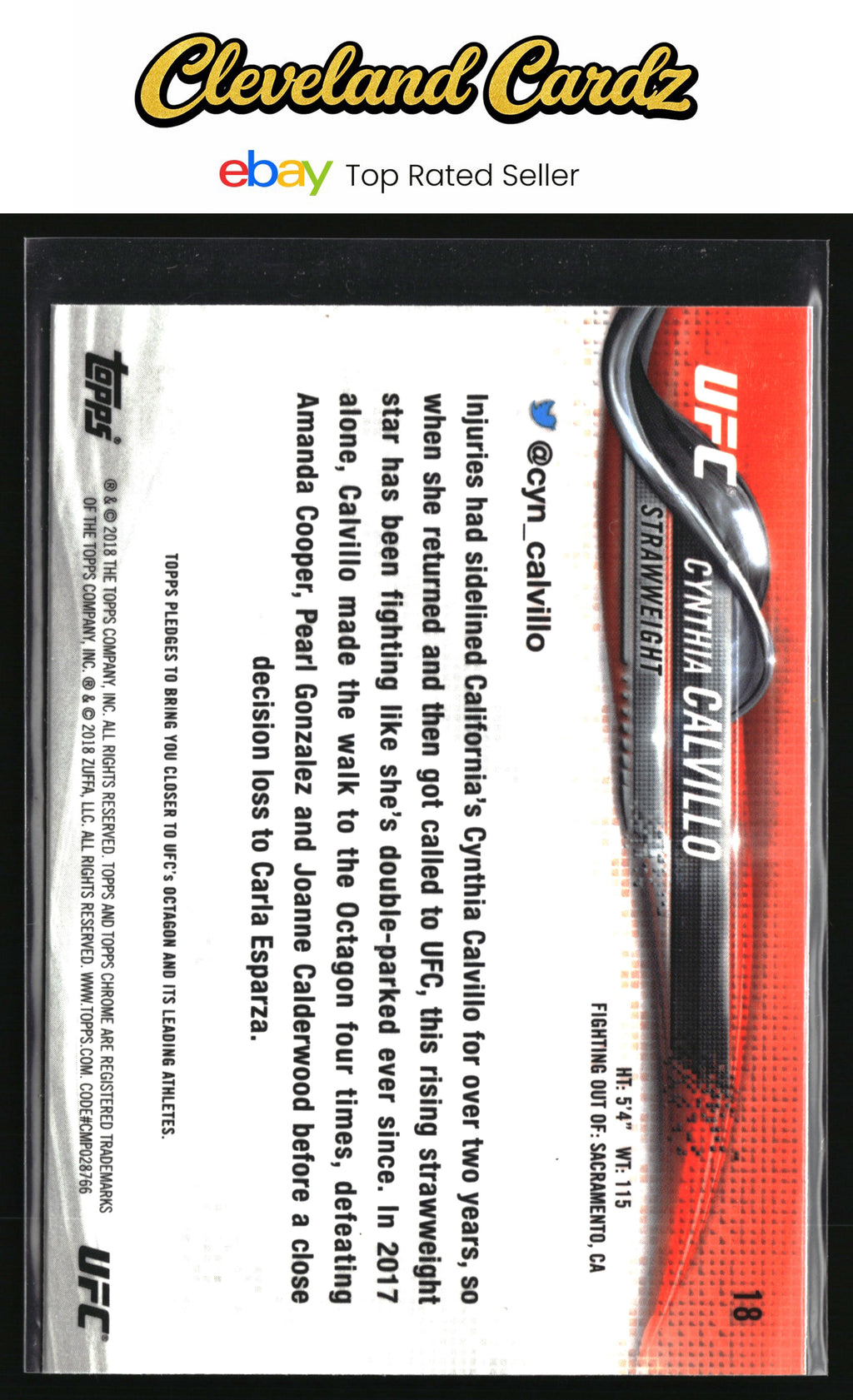 2018 Topps Chrome UFC #18 Cynthia Calvillo