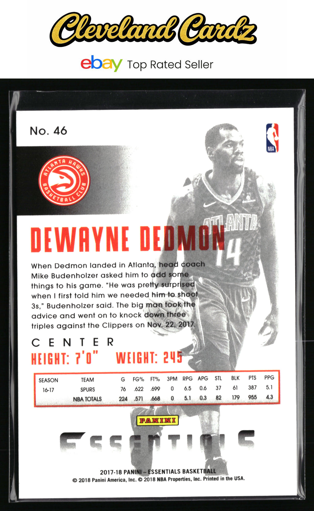 2017-18 Panini Essentials #46 Dewayne Dedmon