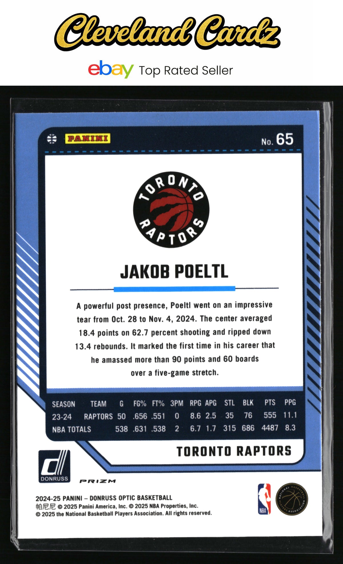 2024-25 Donruss Optic #65 Jakob Poeltl Hyper Pink