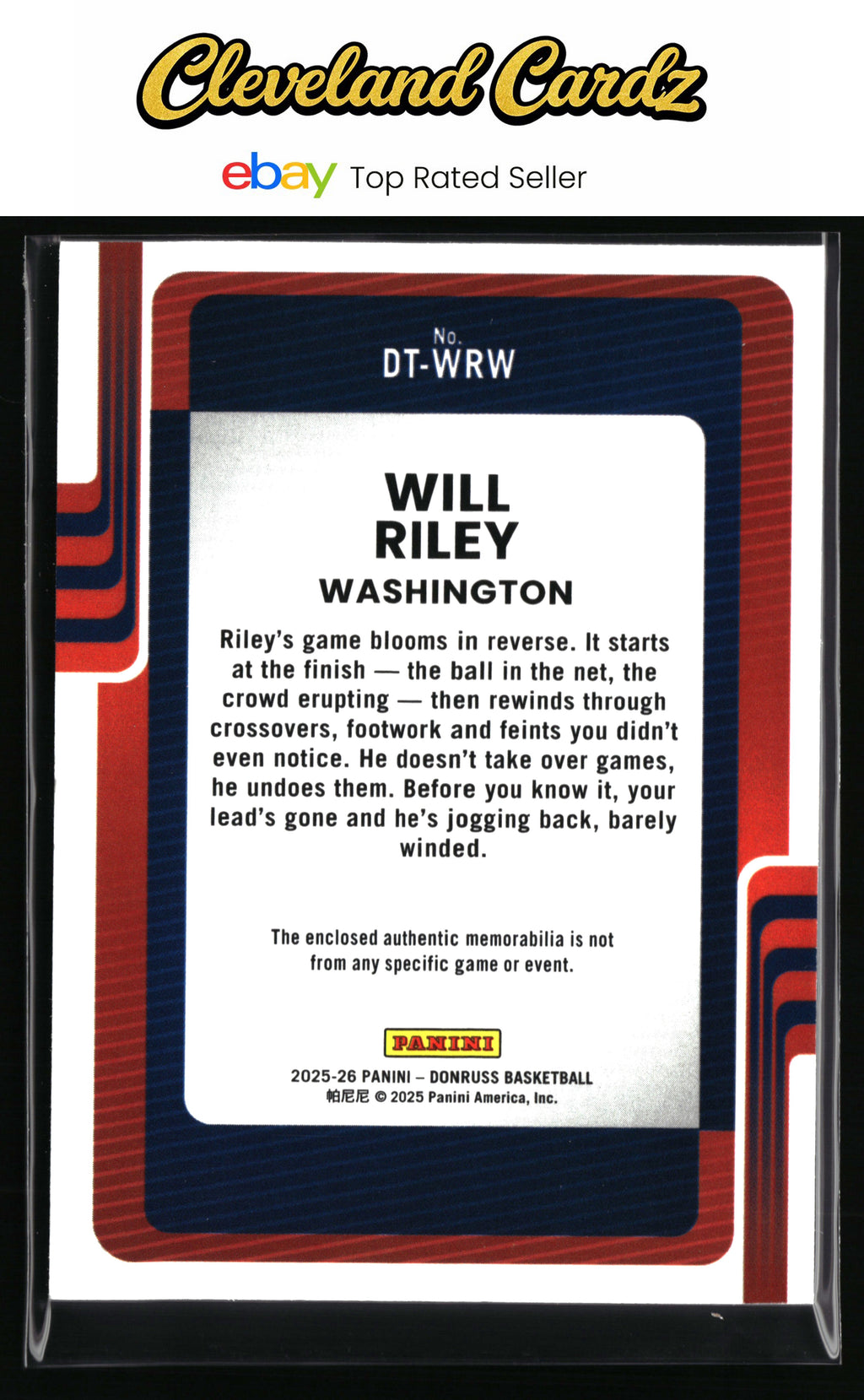 2025-26 Donruss #DT-WRW Will Riley Donruss Threads
