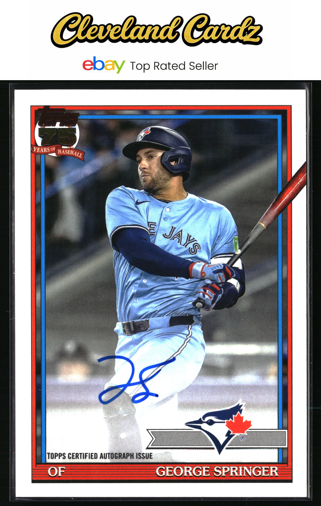 2026 Topps #91A-GSP George Springer 1991 Topps Baseball 35th Anniversary Auto