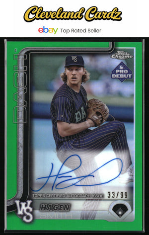 2025 Topps Pro Debut #PDC-74 Hagen Smith Chrome Autographs Green Refractor #/99