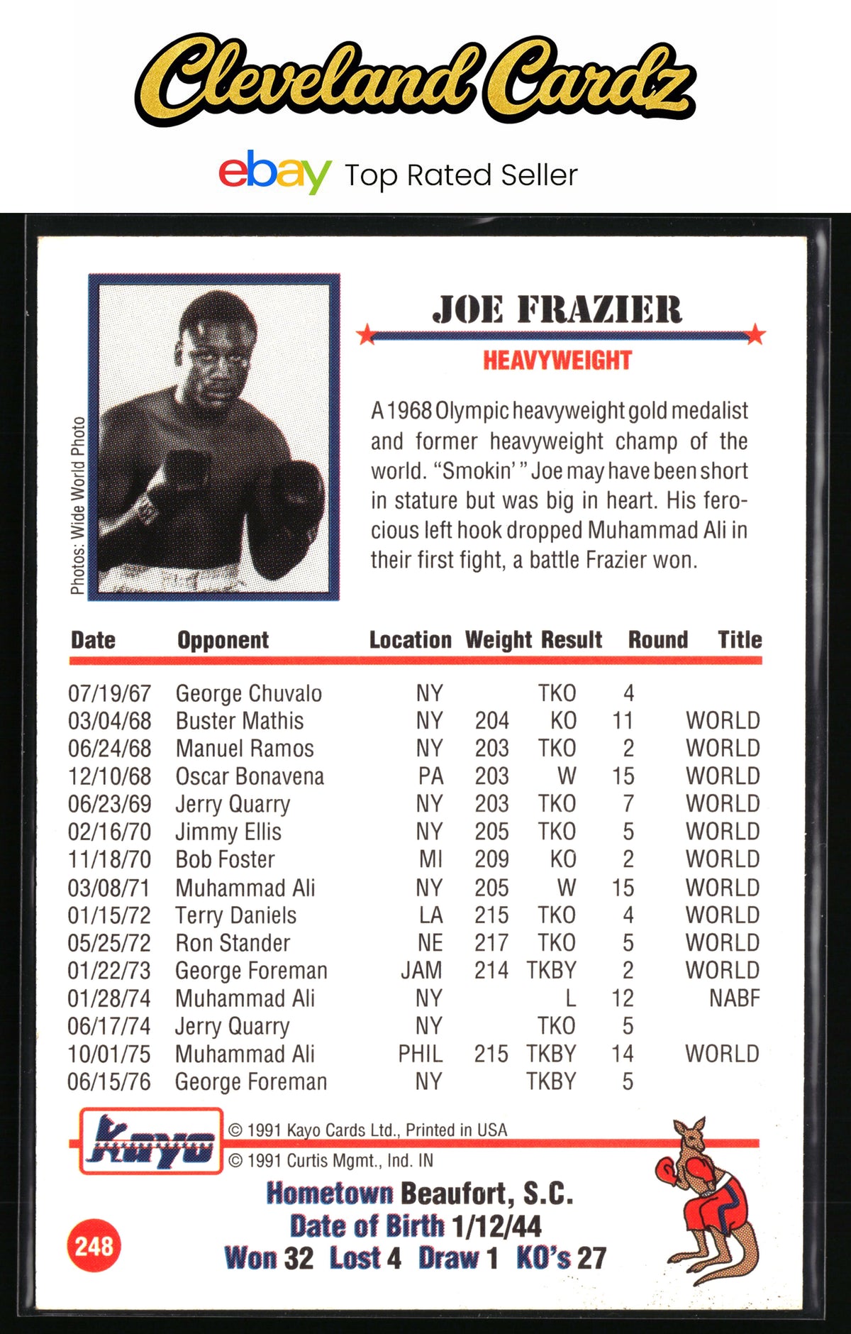 1991 Kayo #248 Joe Frazier