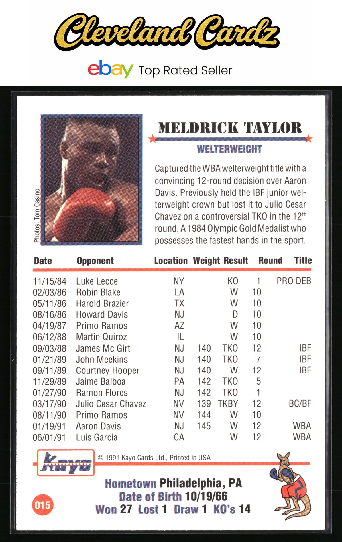 1991 Kayo #015 Meldrick Taylor