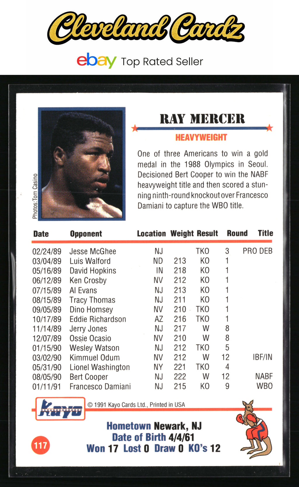 1991 Kayo #117 Ray Mercer
