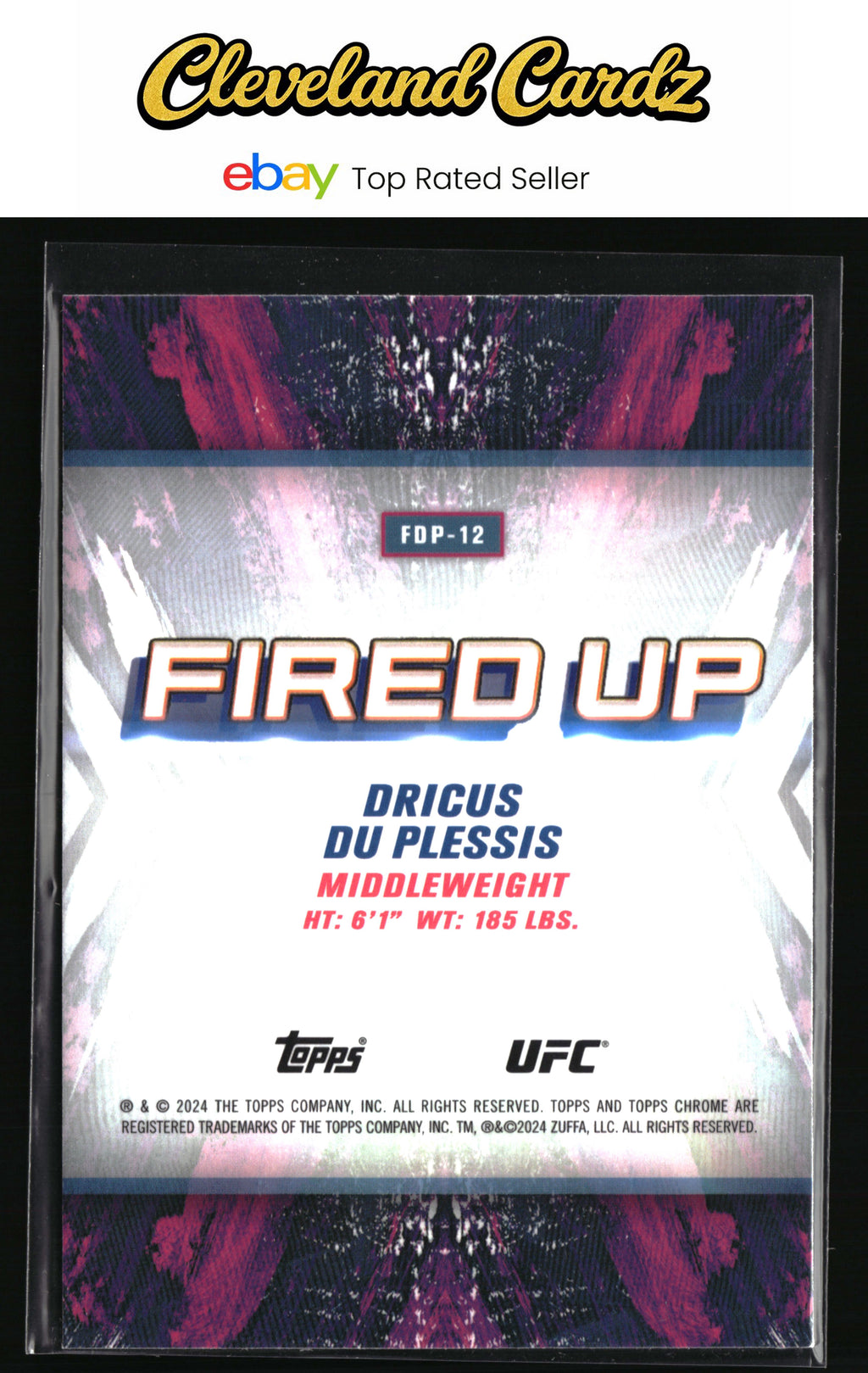 2024 Topps Chrome UFC #FDP-12 Dricus Du Plessis Fired Up