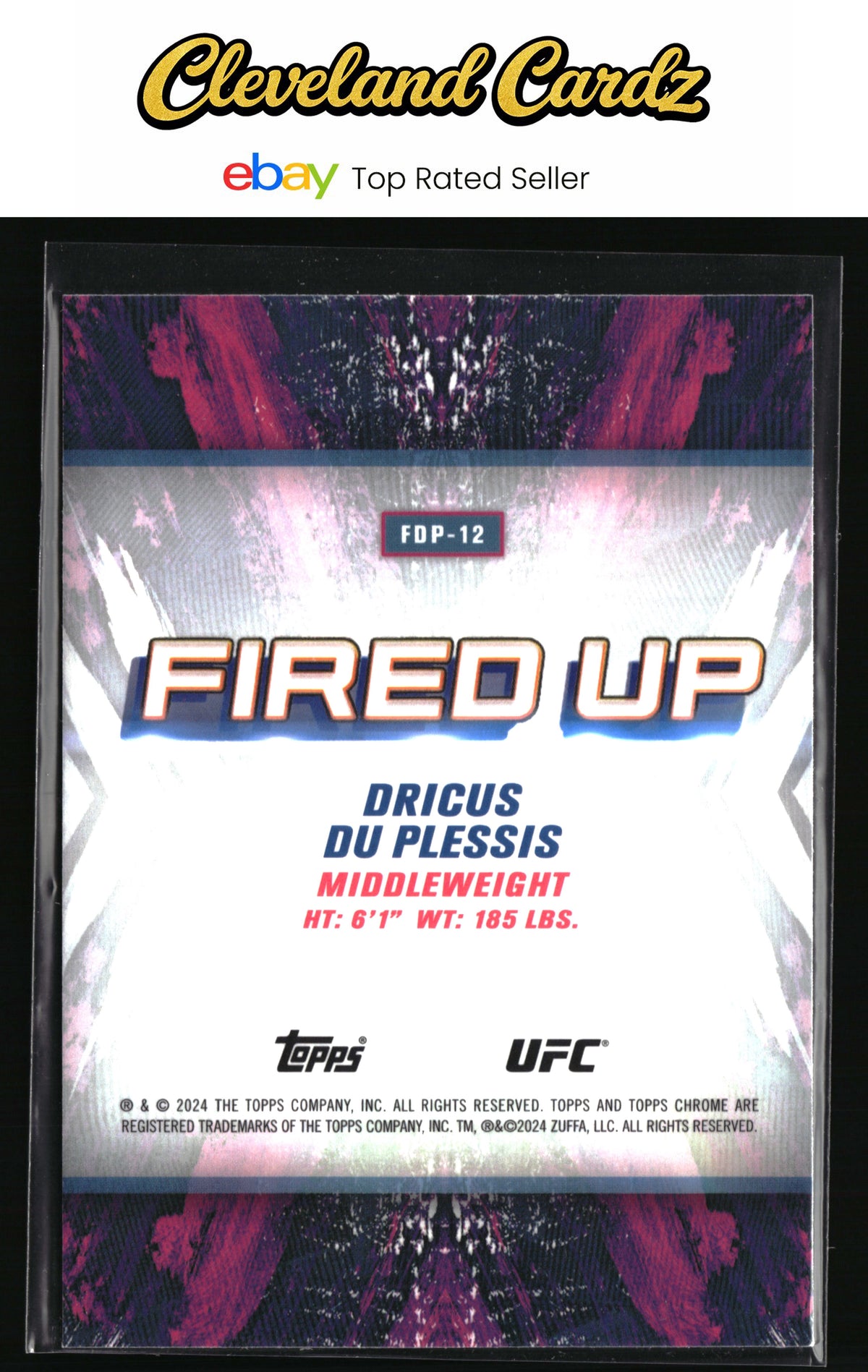2024 Topps Chrome UFC #FDP-12 Dricus Du Plessis Fired Up