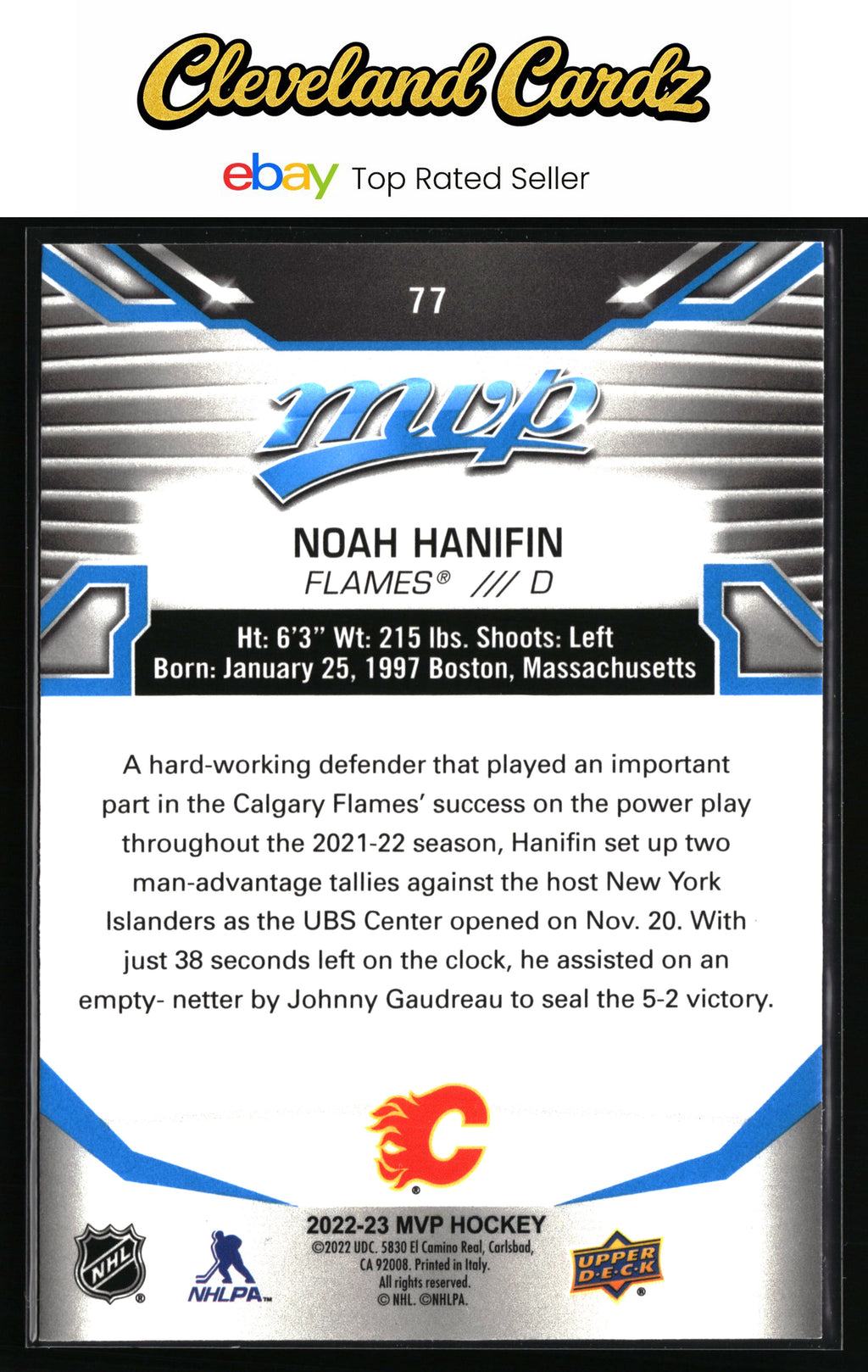 2022-23 Upper Deck MVP #77 Noah Hanifin